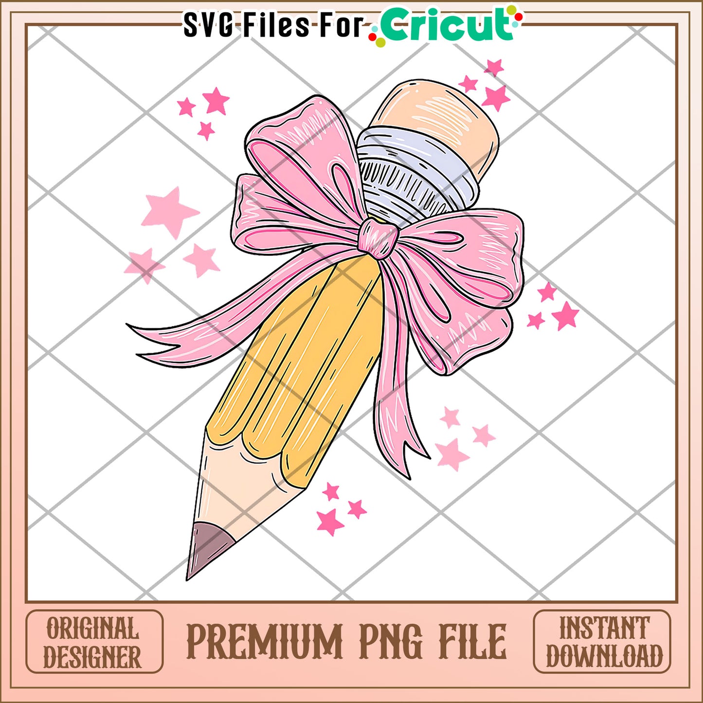 Cute pencil for girl png, cute stationery design png, back to school items png