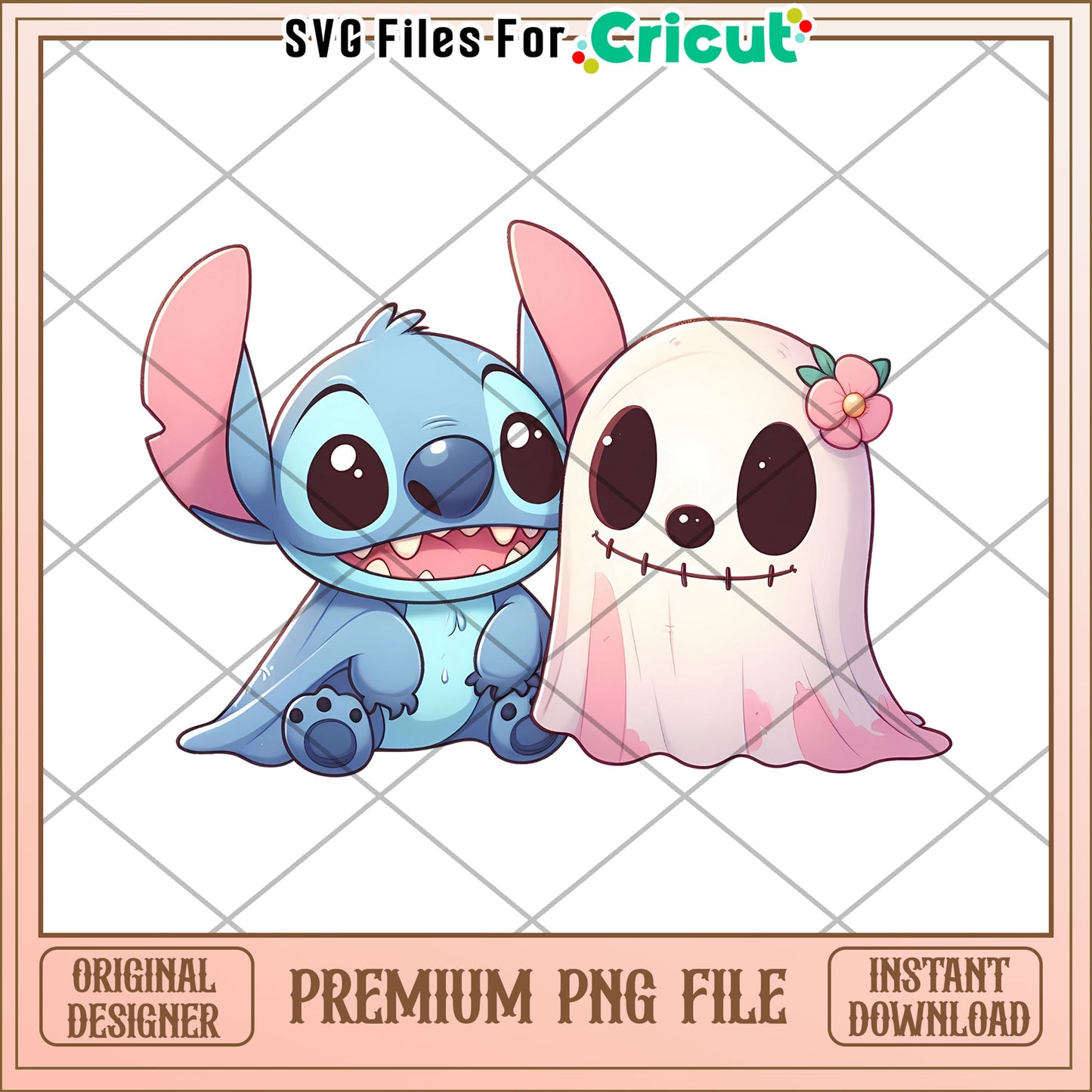 Cute stitch and cute ghoul png, spirit halloween png, funny stitch png