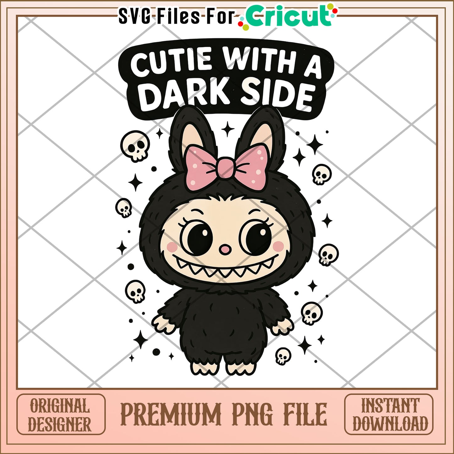 Cutie with a dark side png, labubu keychain png, labubu doll png