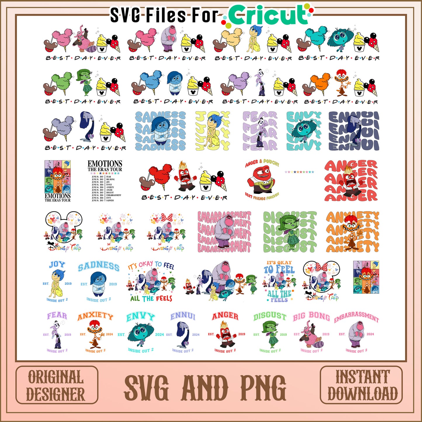 It's okay to feel inside out bundle svg, inside out 2 quotes svg