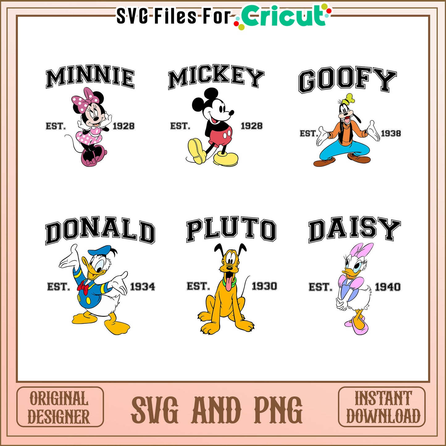 Mickey est 1928 white bundle svg, mickey characters svg