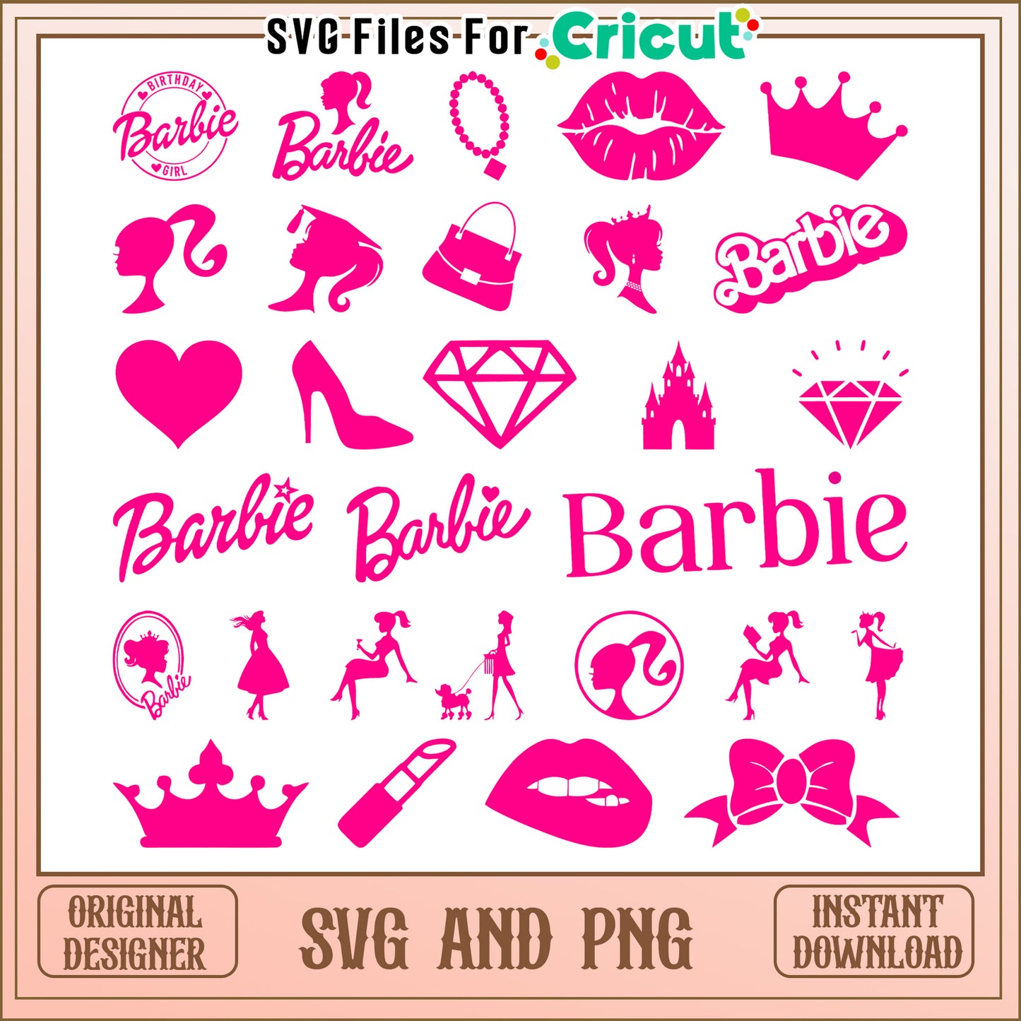 Pink barbie logo bundle svg, pink barbie svg, barbie girl svg