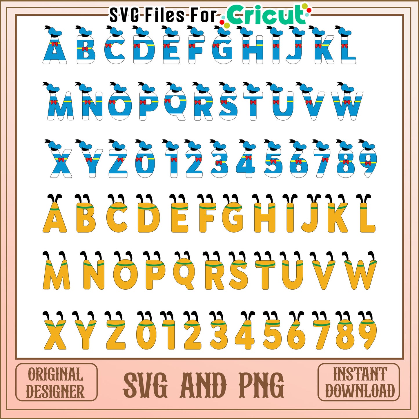 Donald and pluto font bundle svg, donald duck svg, pluto dog svg