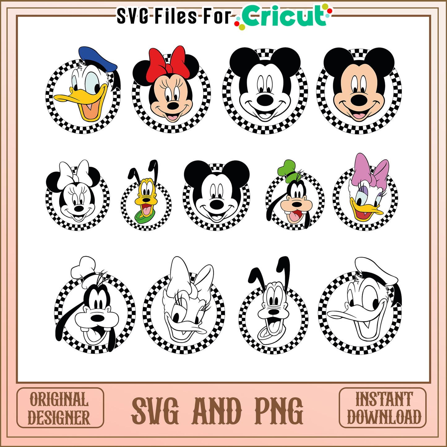 Mickey and friends face bundle svg, mickey mouse characters svg