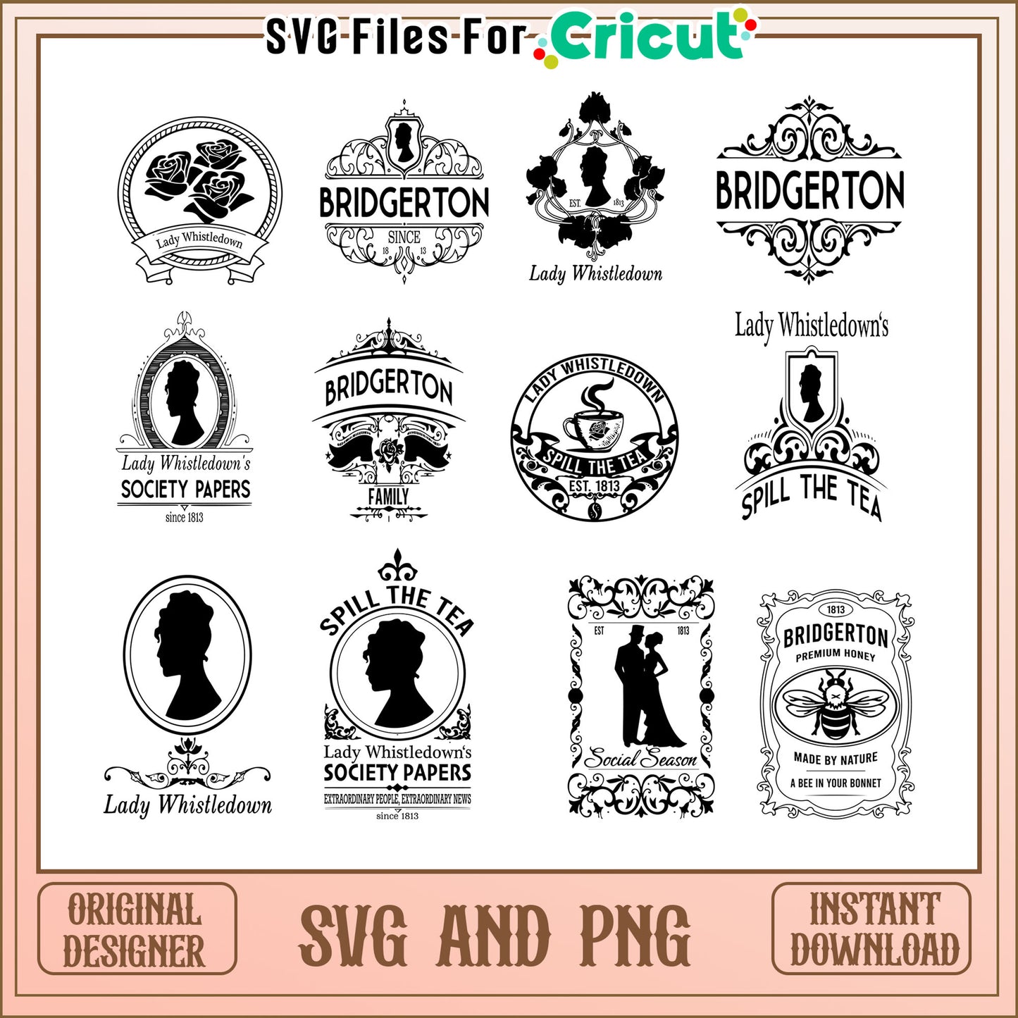 Lady whistledown logo black white bundle svg, lady whistledown svg