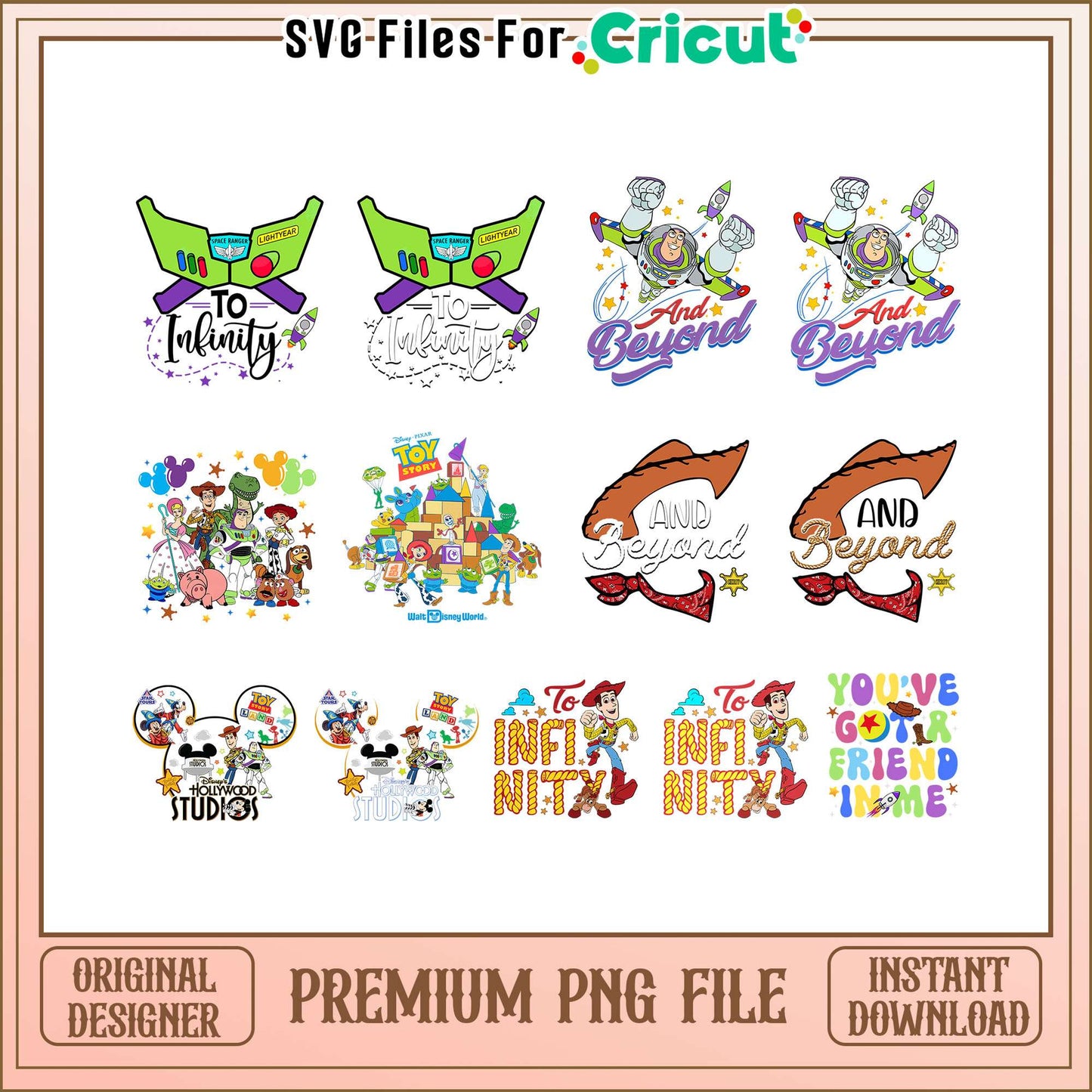 Disney toy story hollywood studio bundle png, to infinity and beyond png