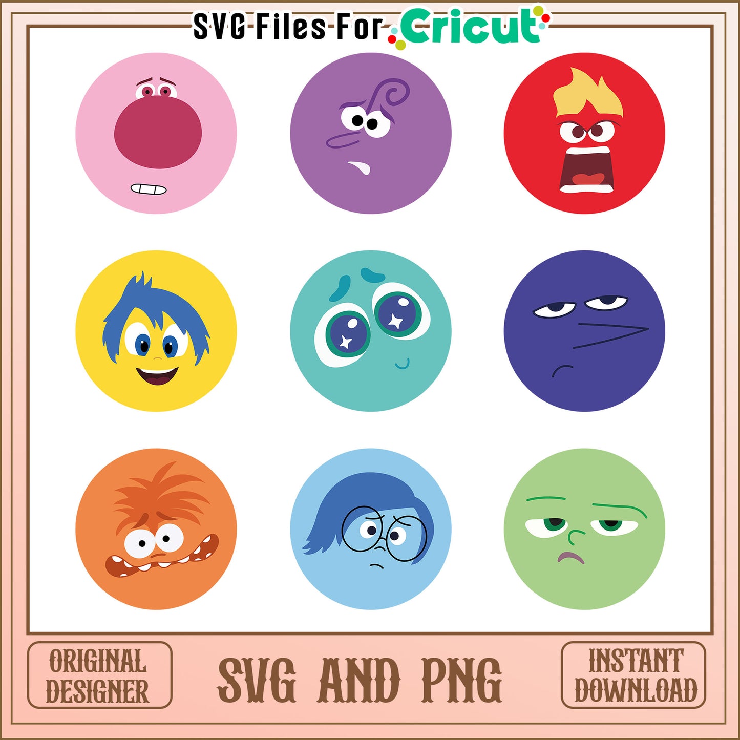 Inside out 2 members face bundle svg, inside out 2 svg, disney svg