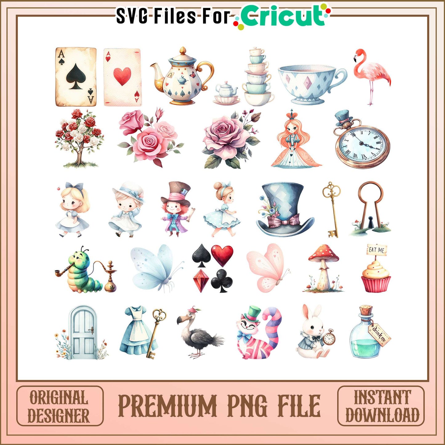 Alice in wonderland design bundle png, alice in wonderland png