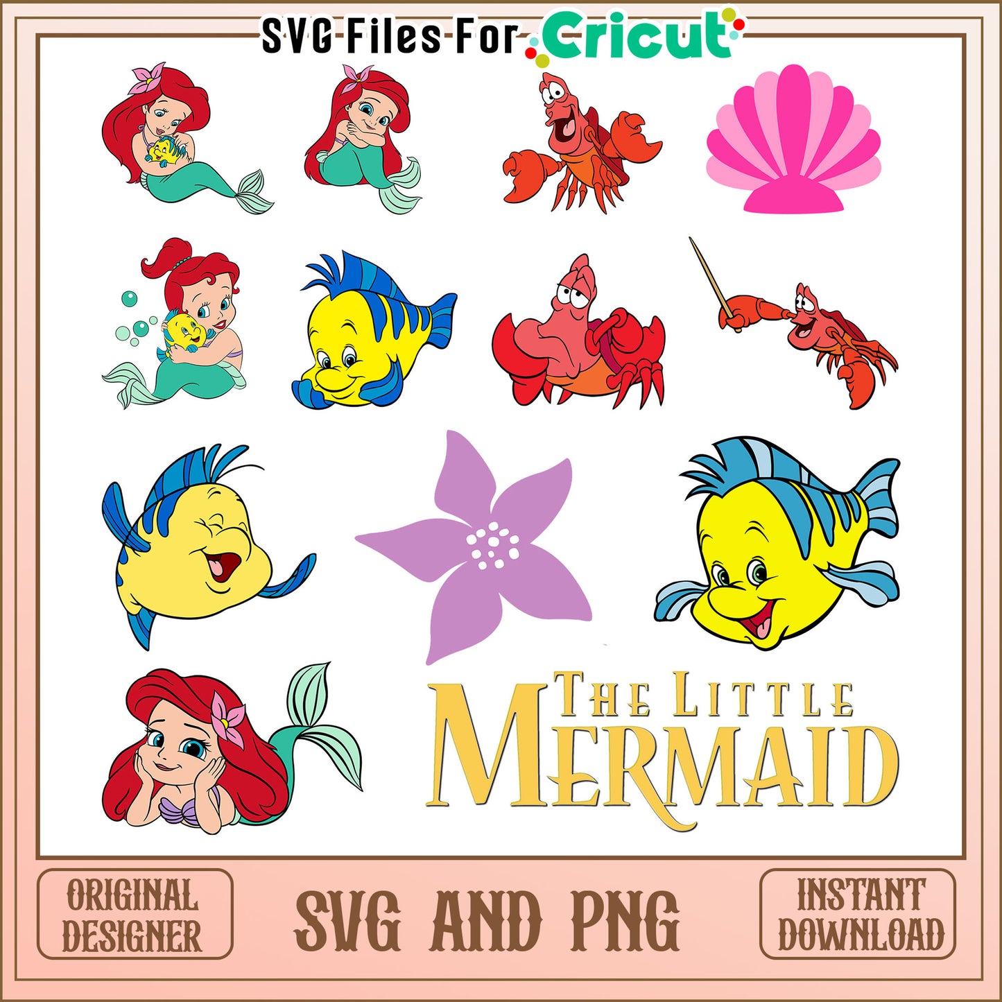 The little mermaid disney bundle svg, princess ariel svg, disney svg