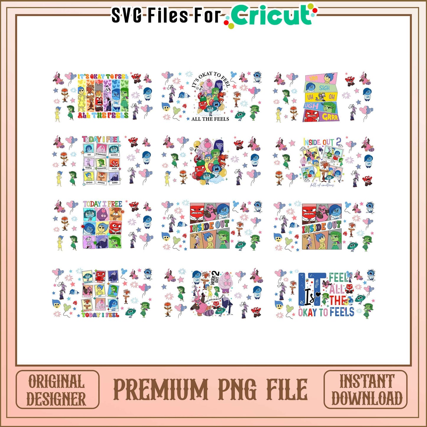 Inside out 2 glass can design bundle png, cartoon inside out png