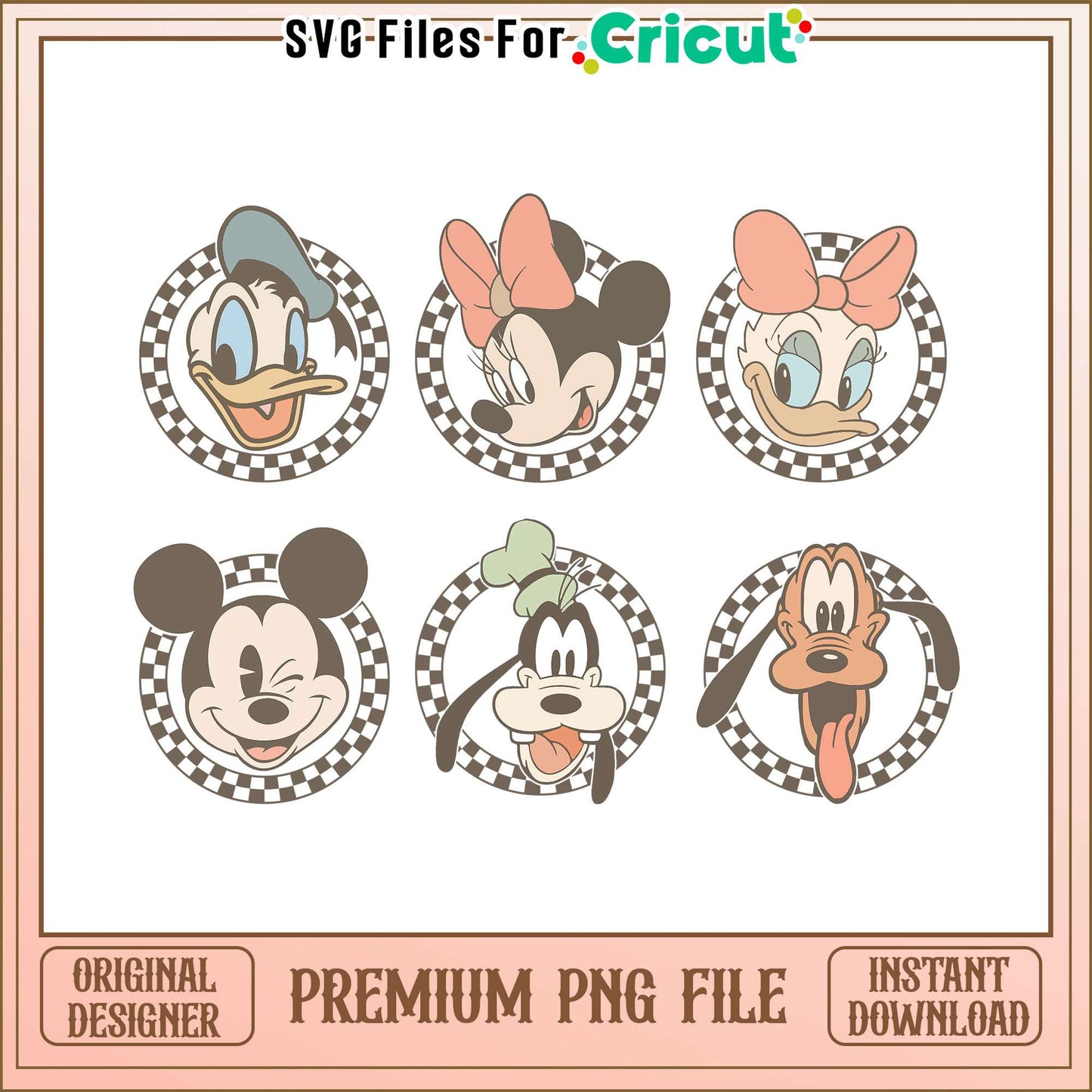 Retro mickey friend head bundle png, mickey and friends png