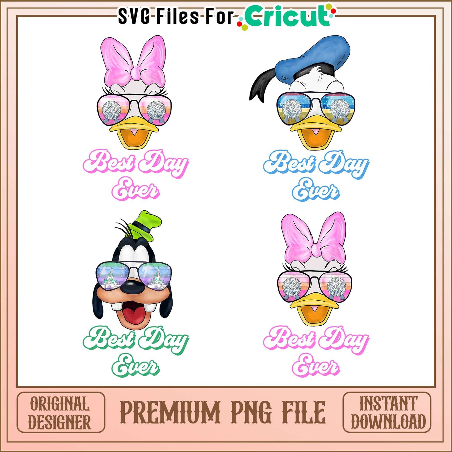 Daisy face best day ever bundle png, donald and daisy duck png