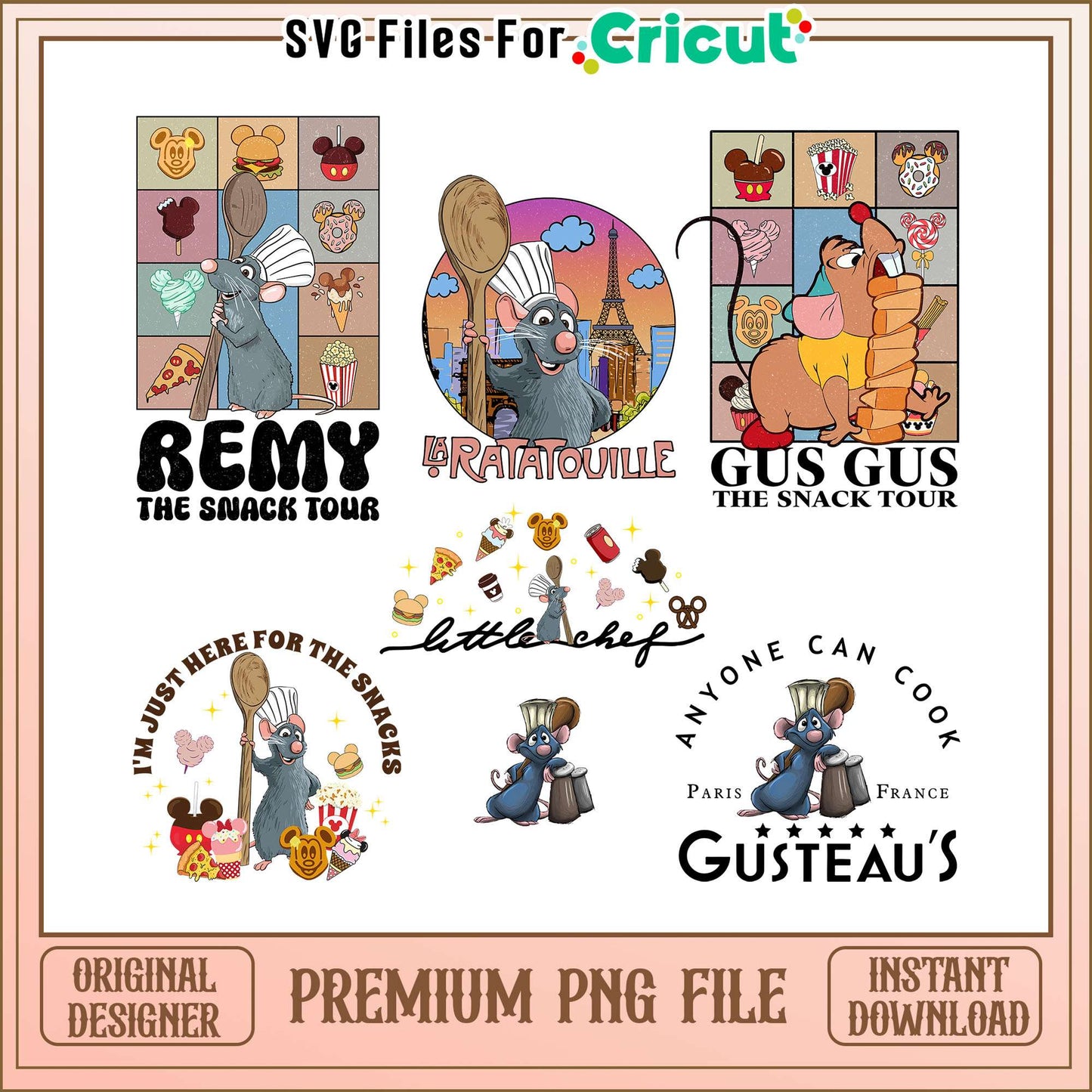 Remy the snack tour bundle png, remy disney png, disney png