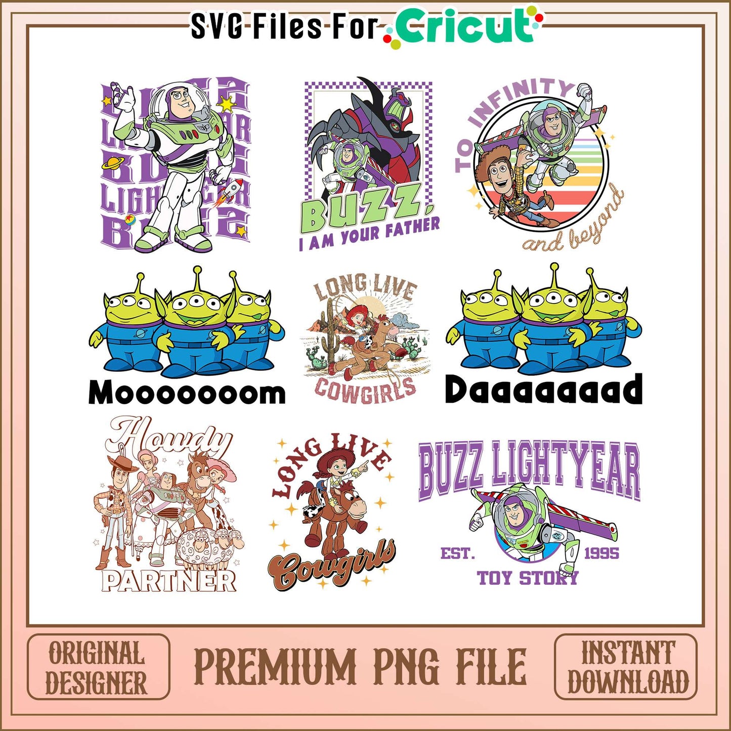 Jessie long live cowgirls bundle png, buzz lightyear png