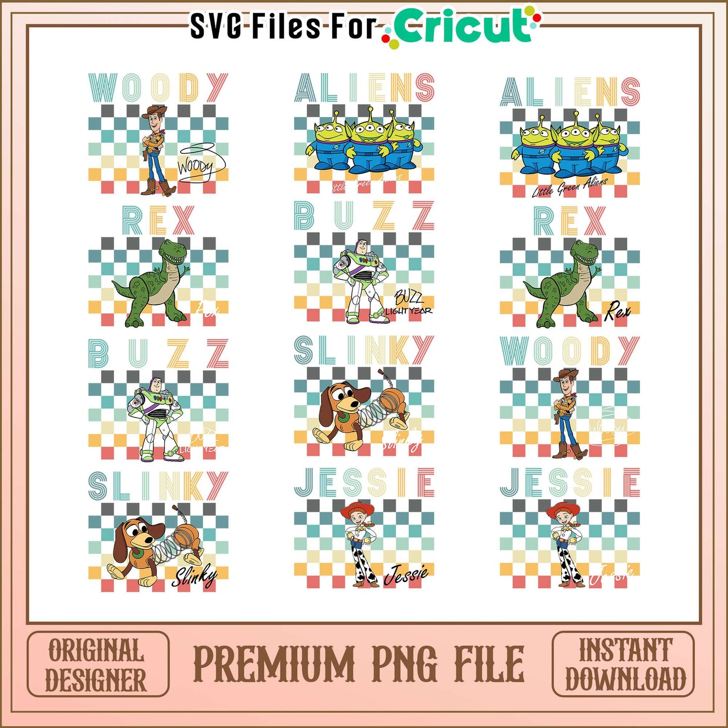 Toy story characters name design bundle png, toy story characters png