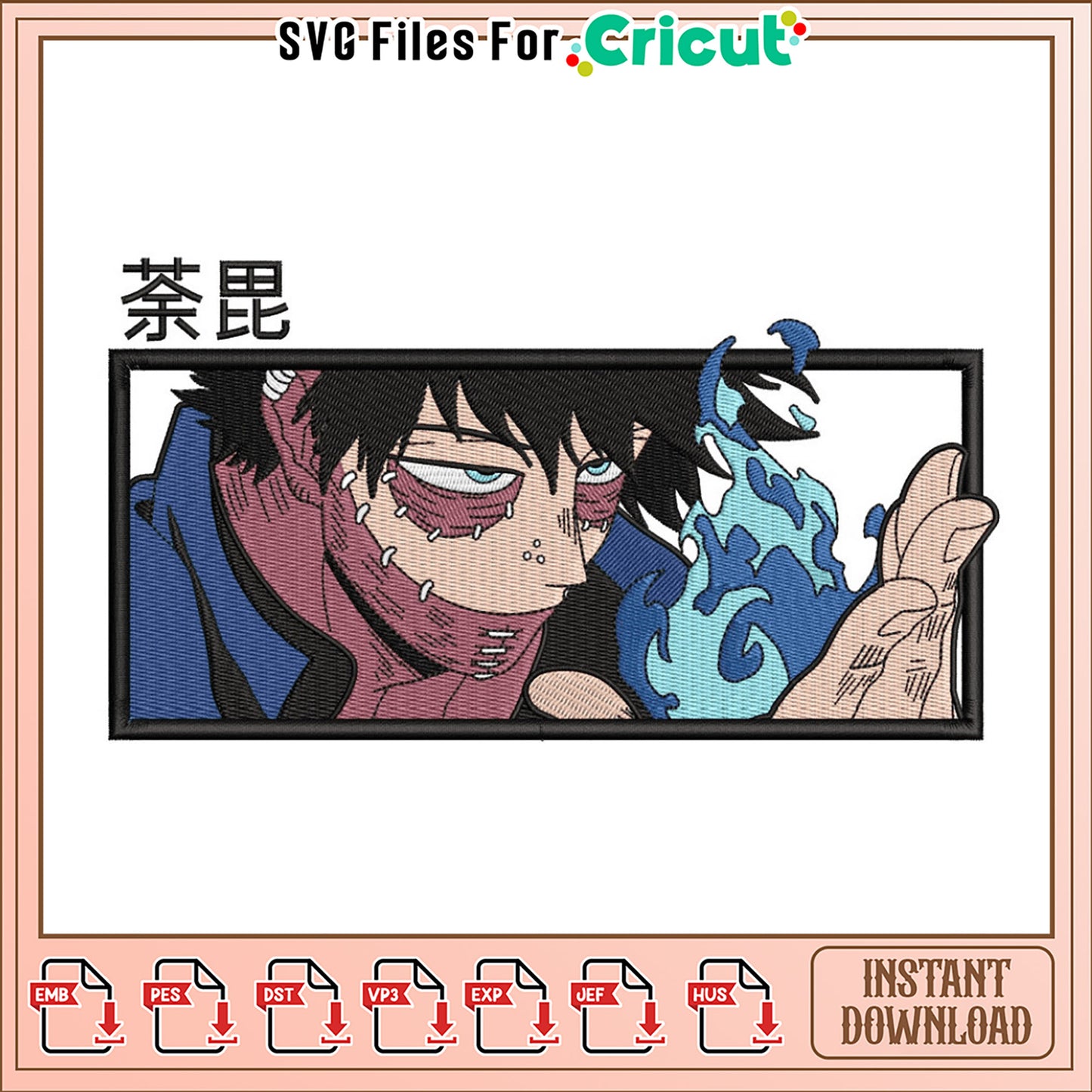 Dabi My Hero Academia Embroidery Design Instant Download