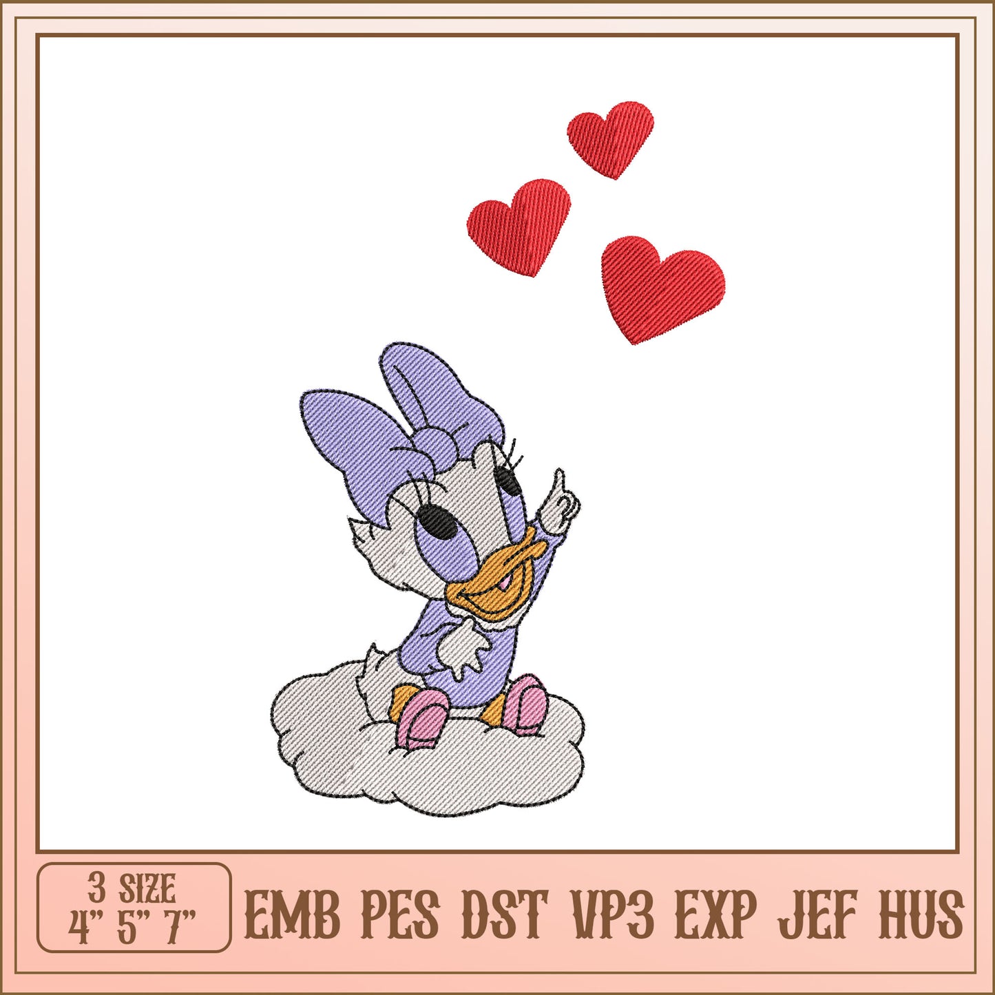 Daisy Duck Embroidery Design - 3 Sizes