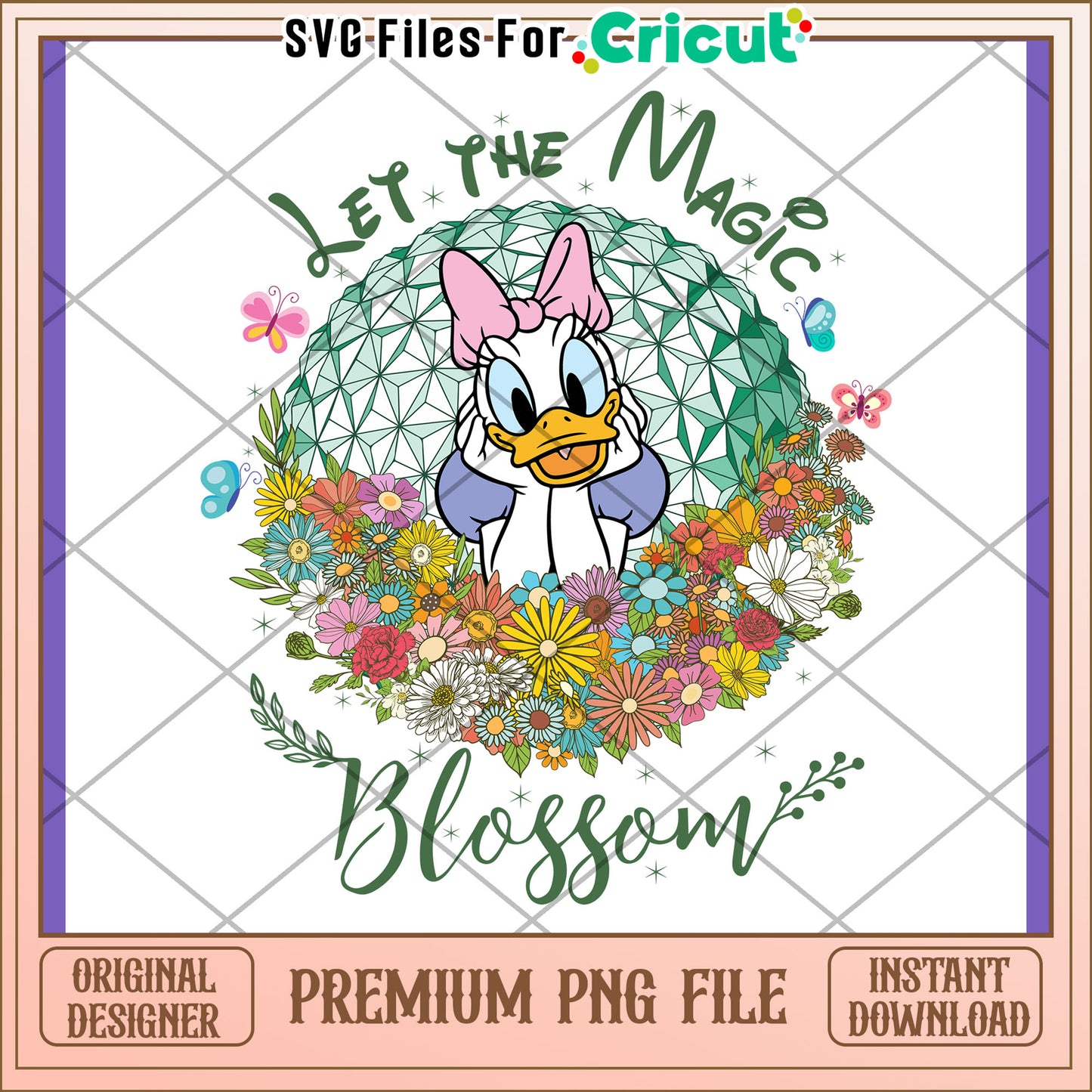 Daisy Duck Floral PNG Design, Let the Magic Blossom