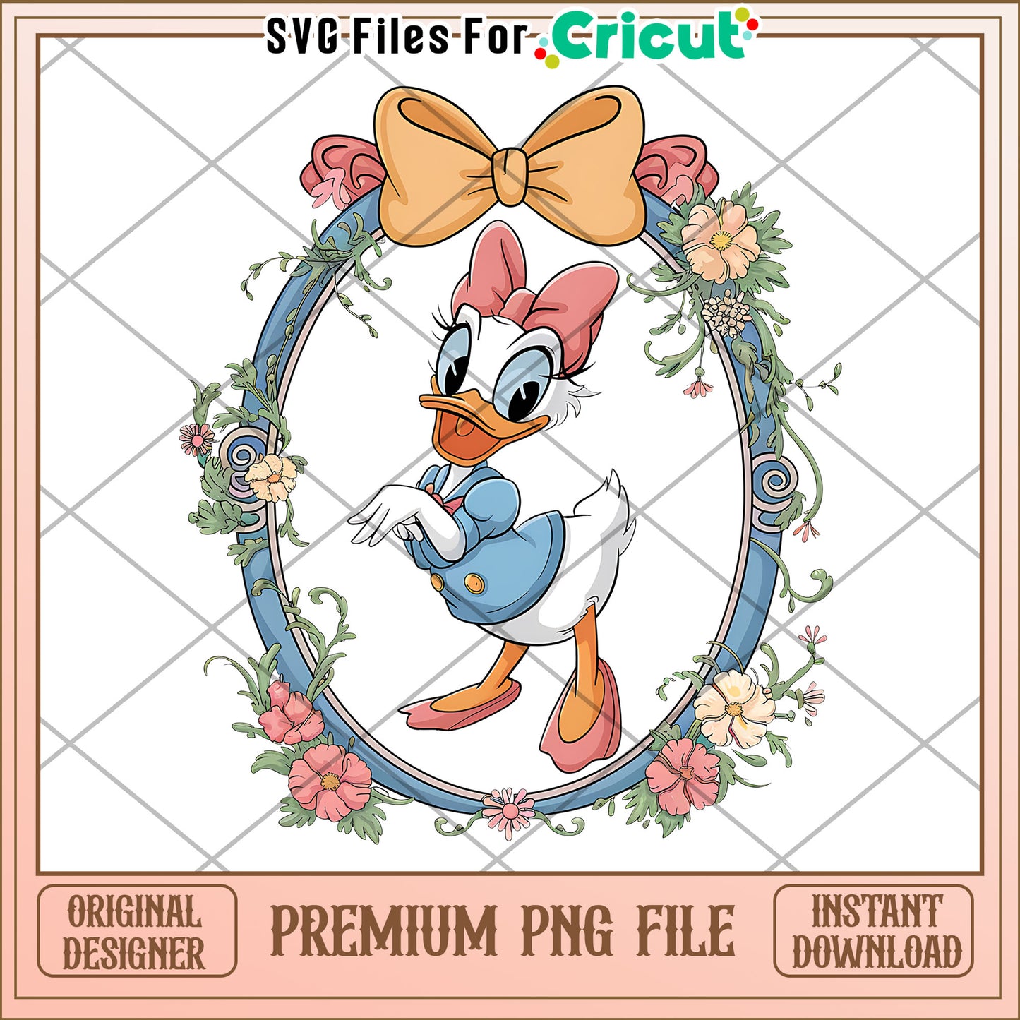 Daisy Duck PNG file for crafts, beautiful floral design available now