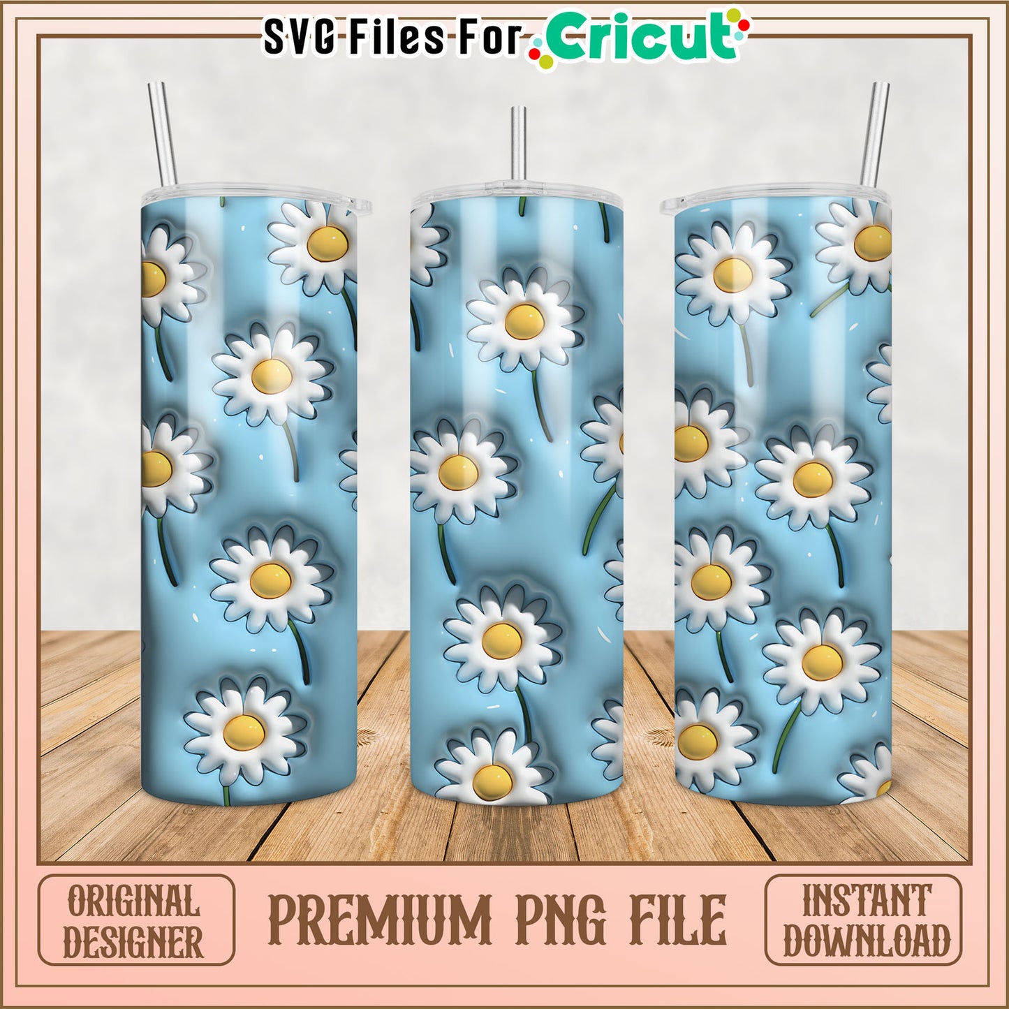 Daisy Tumbler PNG Sublimation Design