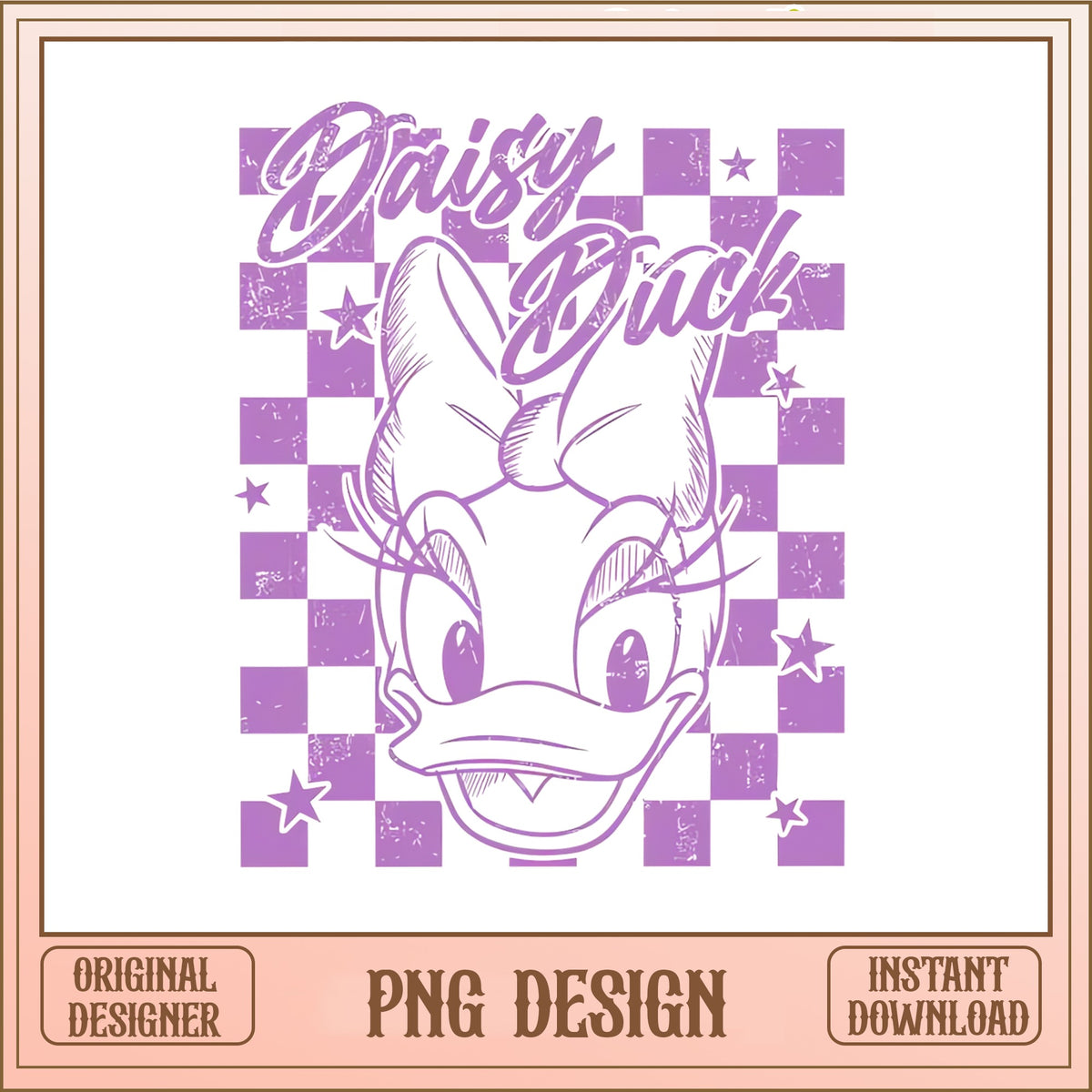 Daisy Duck Retro Checkered PNG, Disney PNG, Disney Shirt PNG