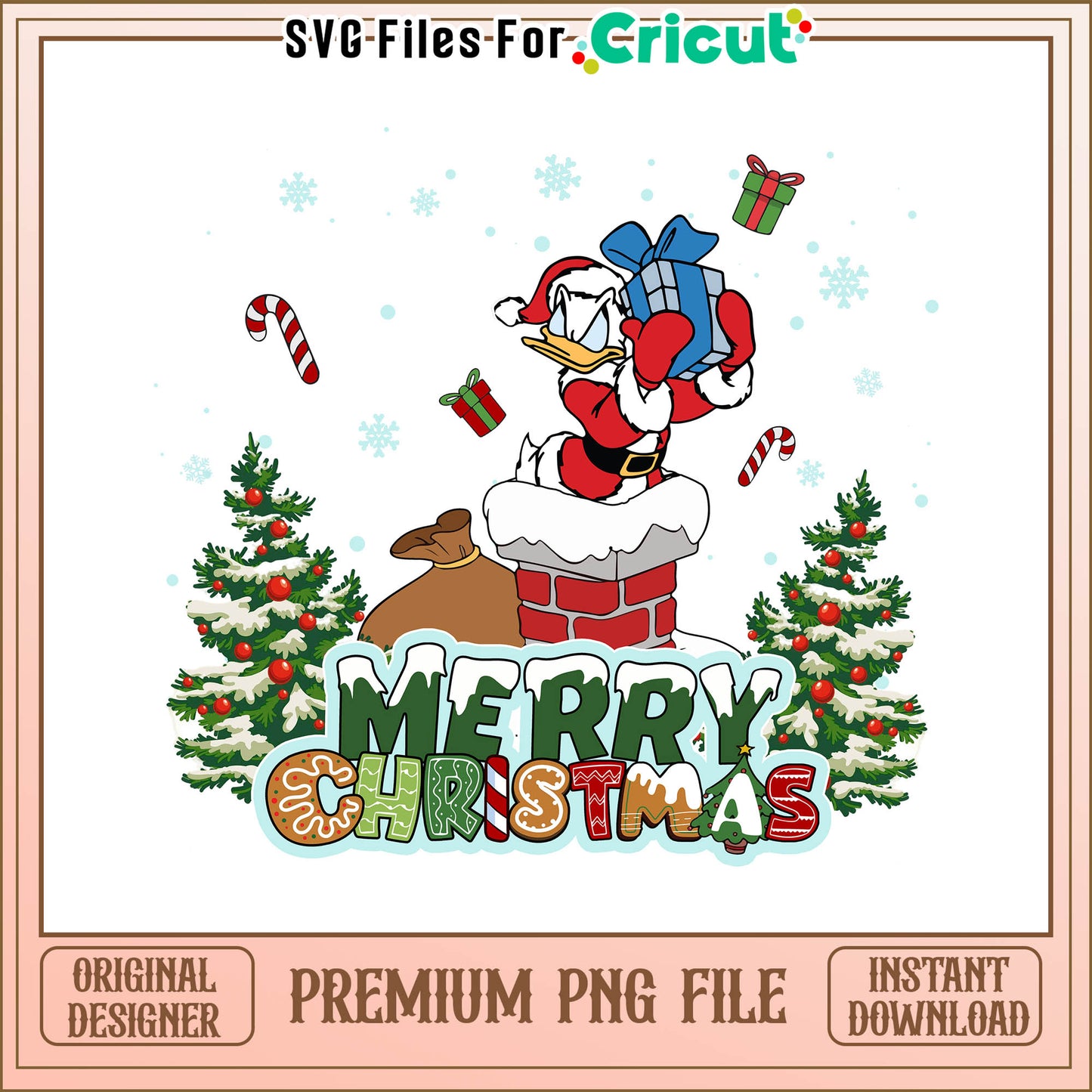 Daisy duck chimney merry christmas png, daisy duck characters png