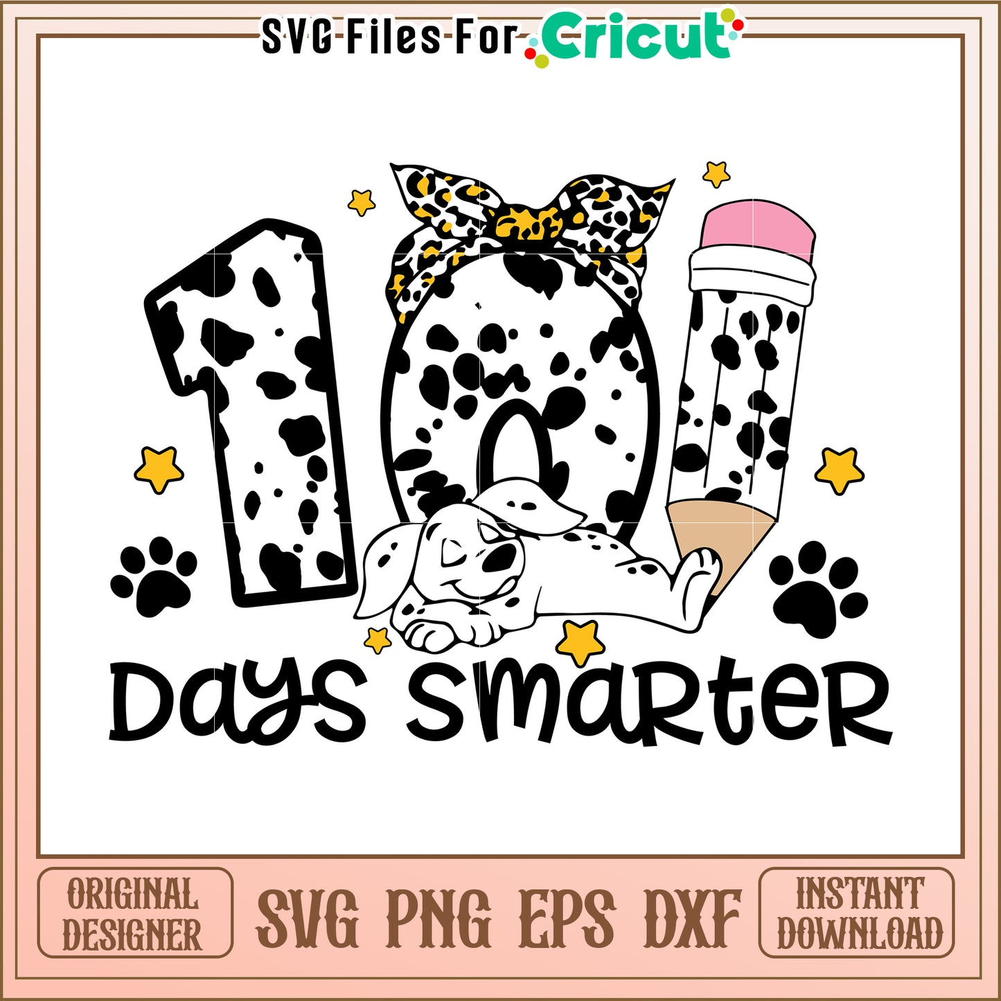Dalmatian 100 Days Smarter SVG Design