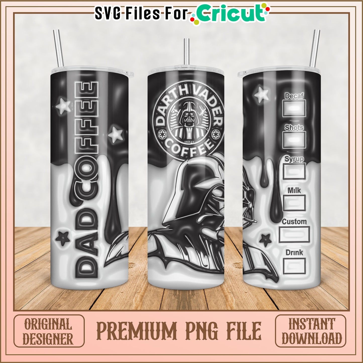 Darth Vader Coffee Tumbler PNG Sublimation