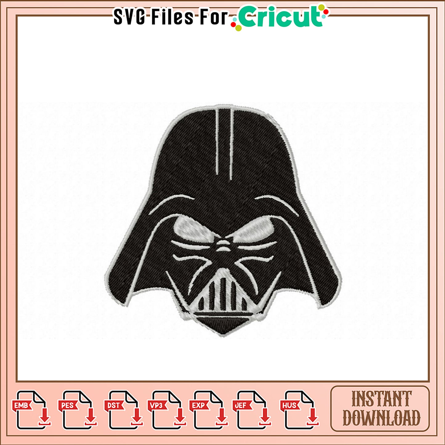 Darth Vader Embroidery Design Instant Download