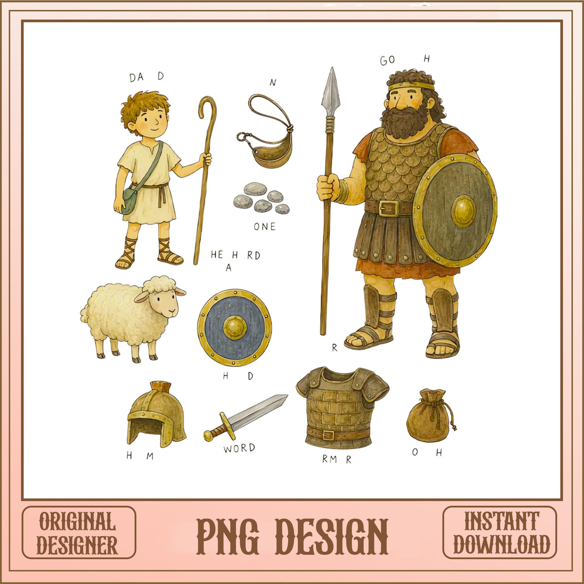 David And Goliath Clipart PNG, Bible Characters PNG, Christian PNG