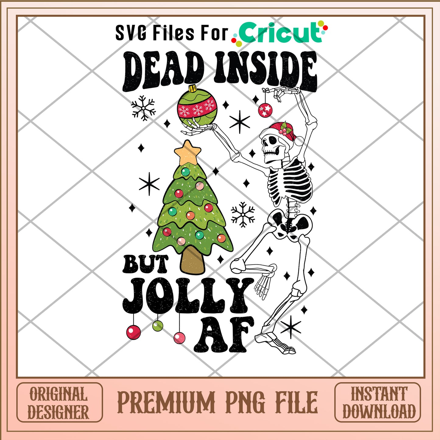Dead inside but jolly af png, skeleton png, chritsmas tree png