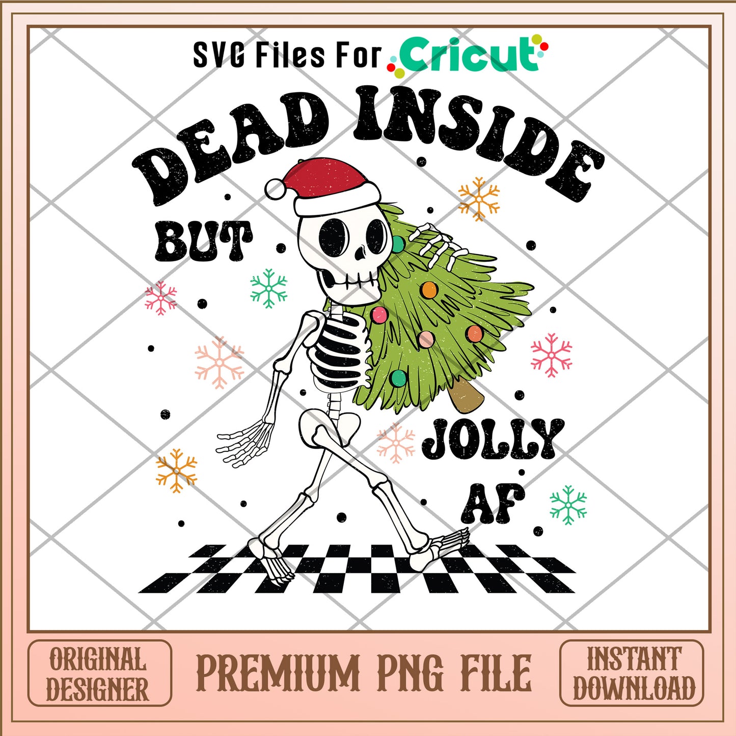 Dead inside but jolly af png, skeleton png, merry chritsmas png