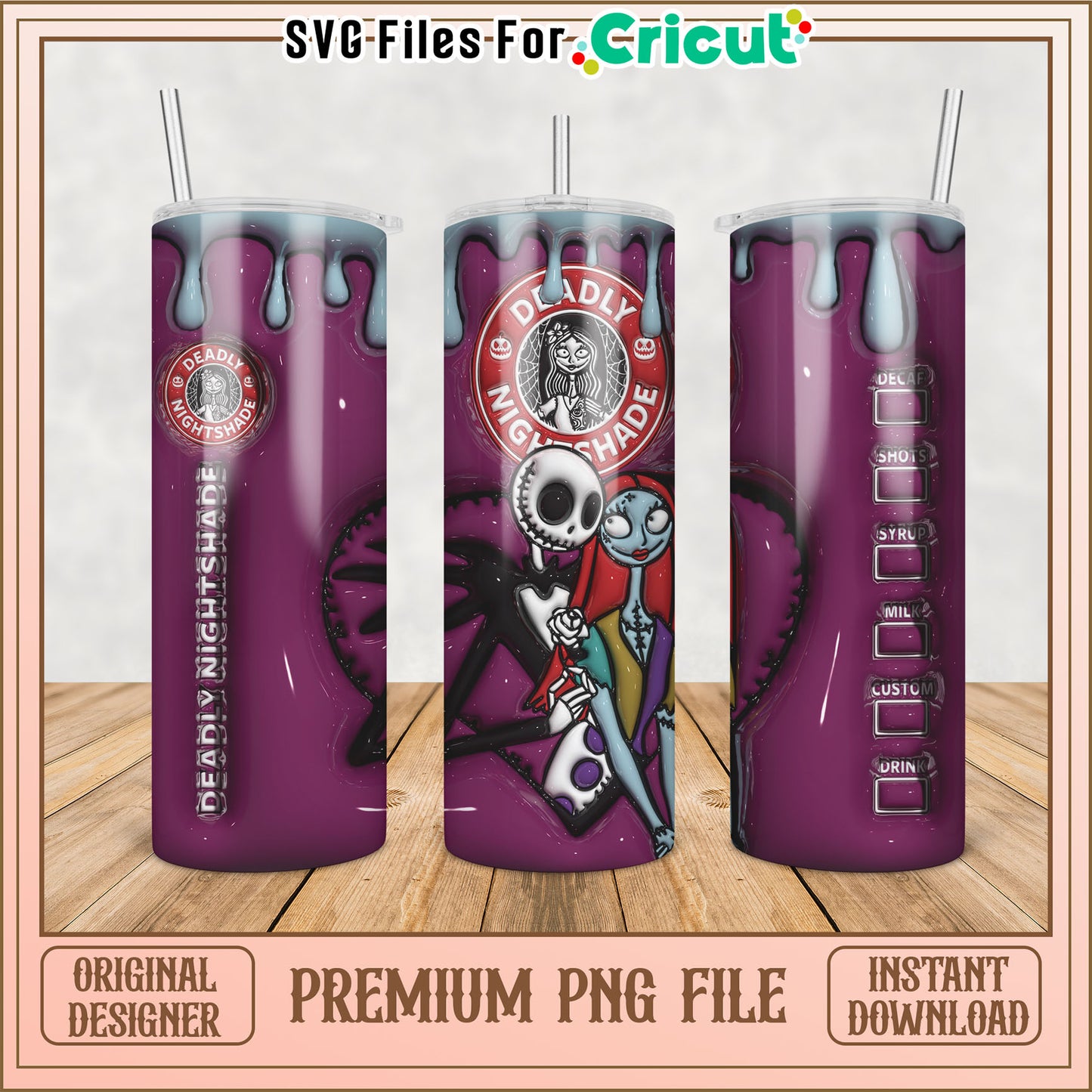 Deadly Nightshade Tumbler Design Premium PNG for Cricut Crafts