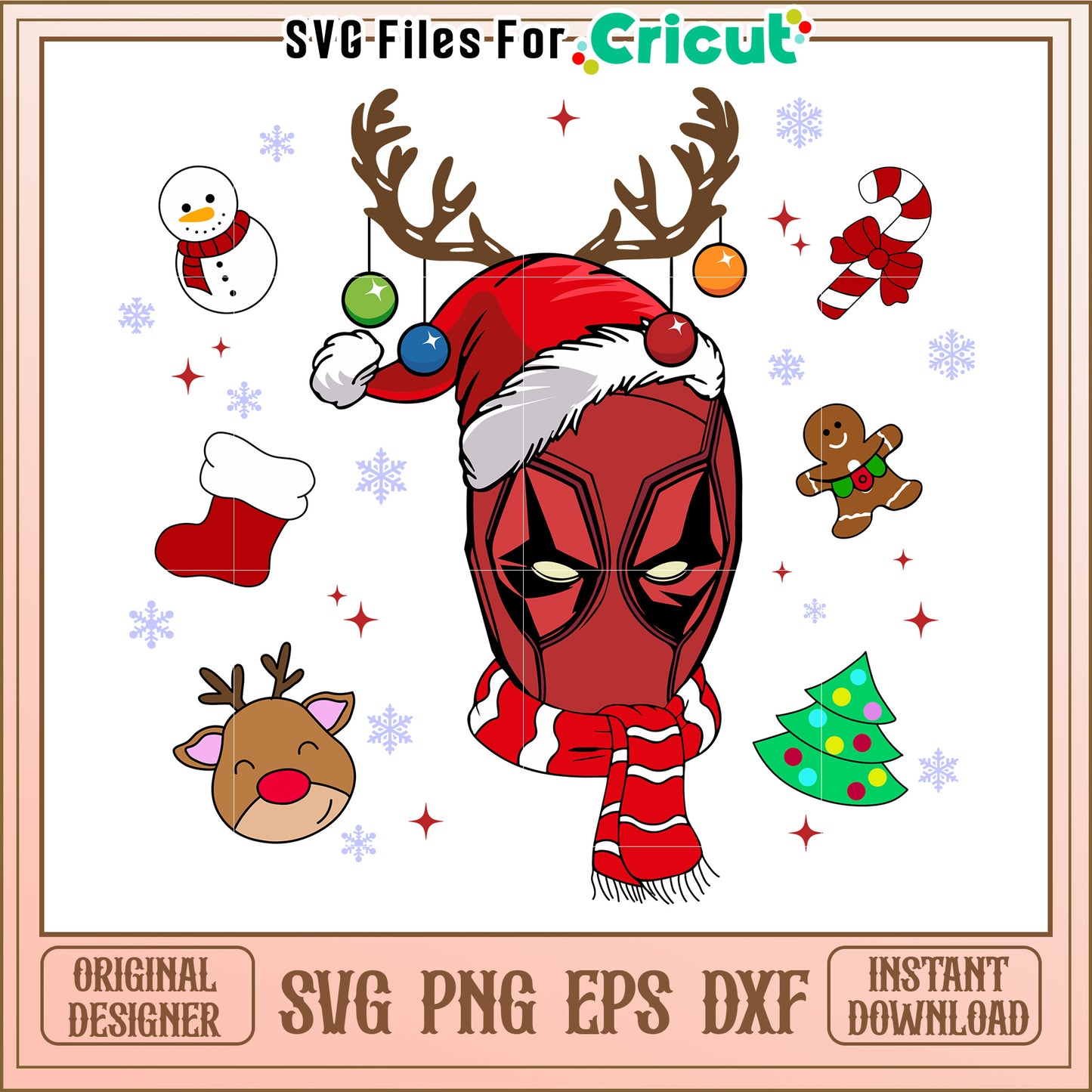 Deadpool Christmas SVG PNG EPS DXF