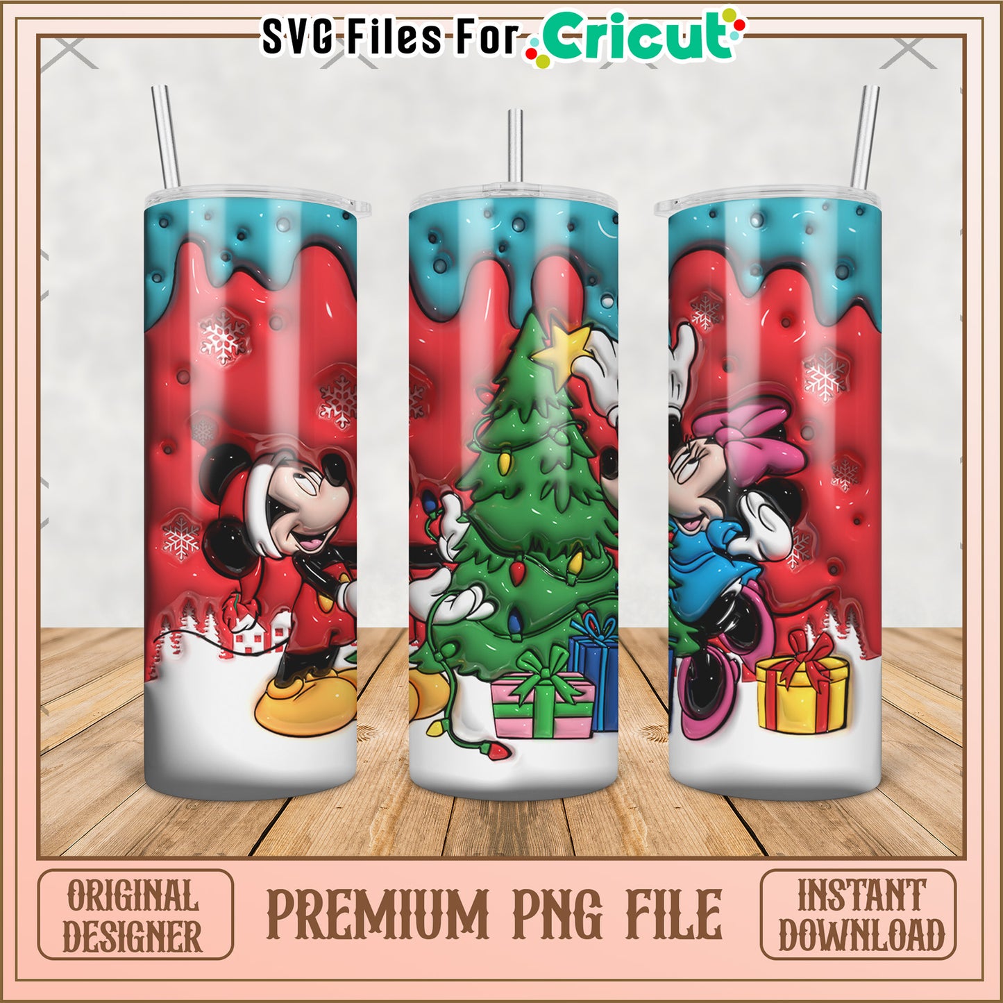 Decoration christmas tree tumbler png, disney cartoons png, disneyland png