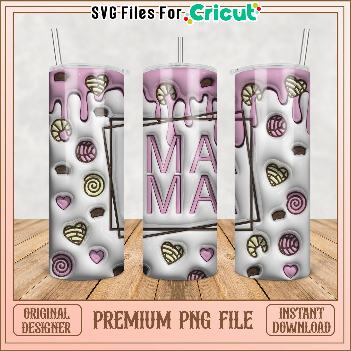 Delightful Mama Tumbler Design for Cricut Premium PNG Download