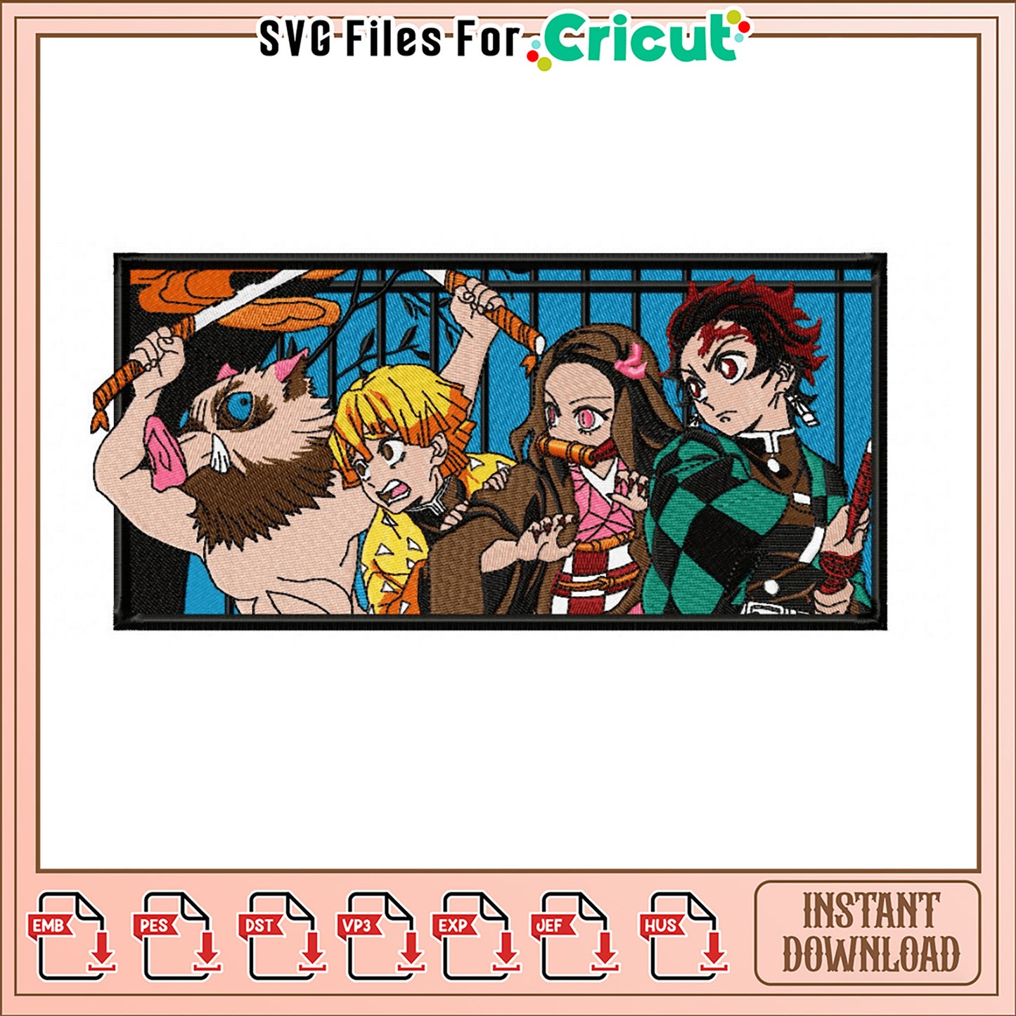 Demon Slayer Embroidery Design for Creative Projects