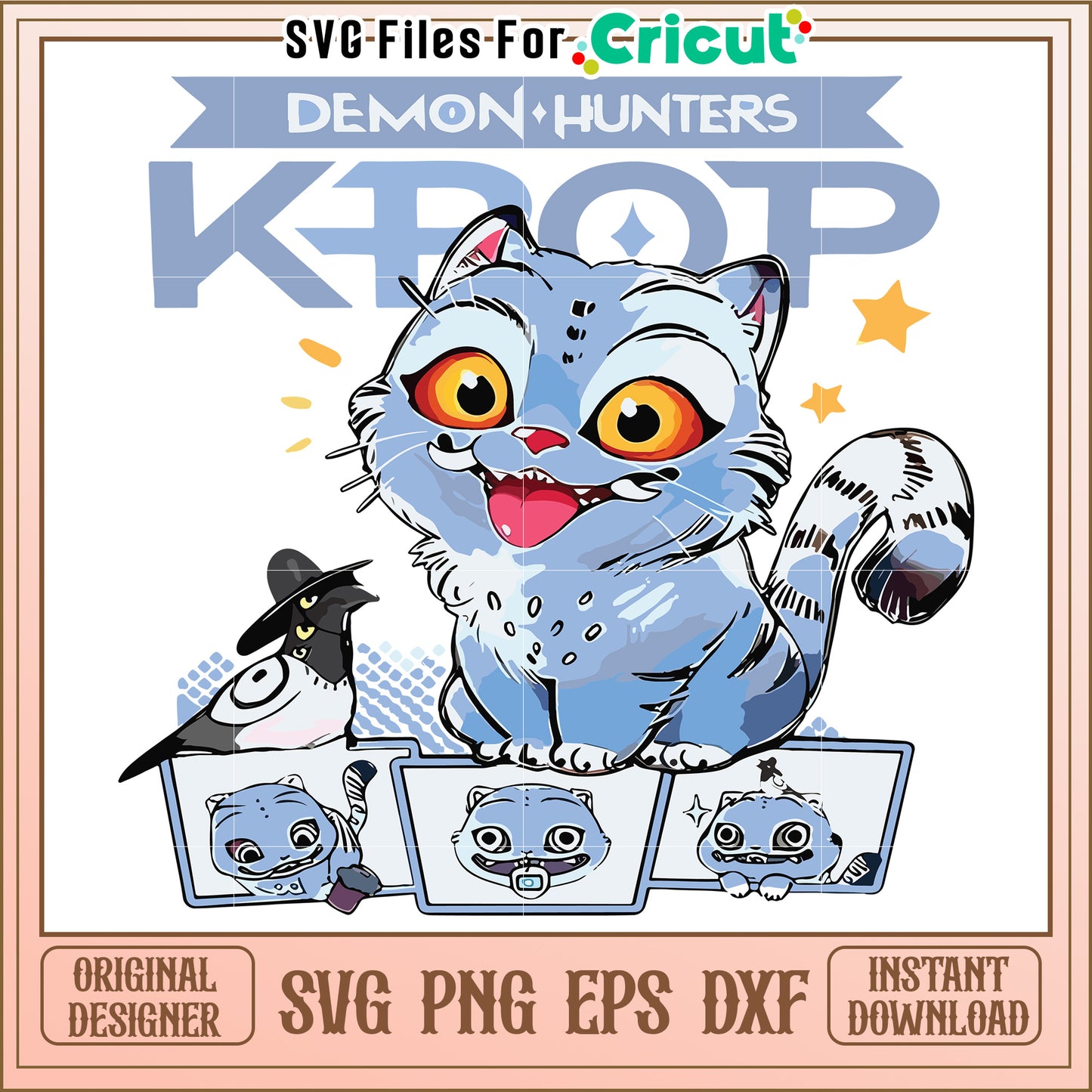 Demon hunter blue tiger svg, kpop demon hunters svg, kpop cartoon songs svg