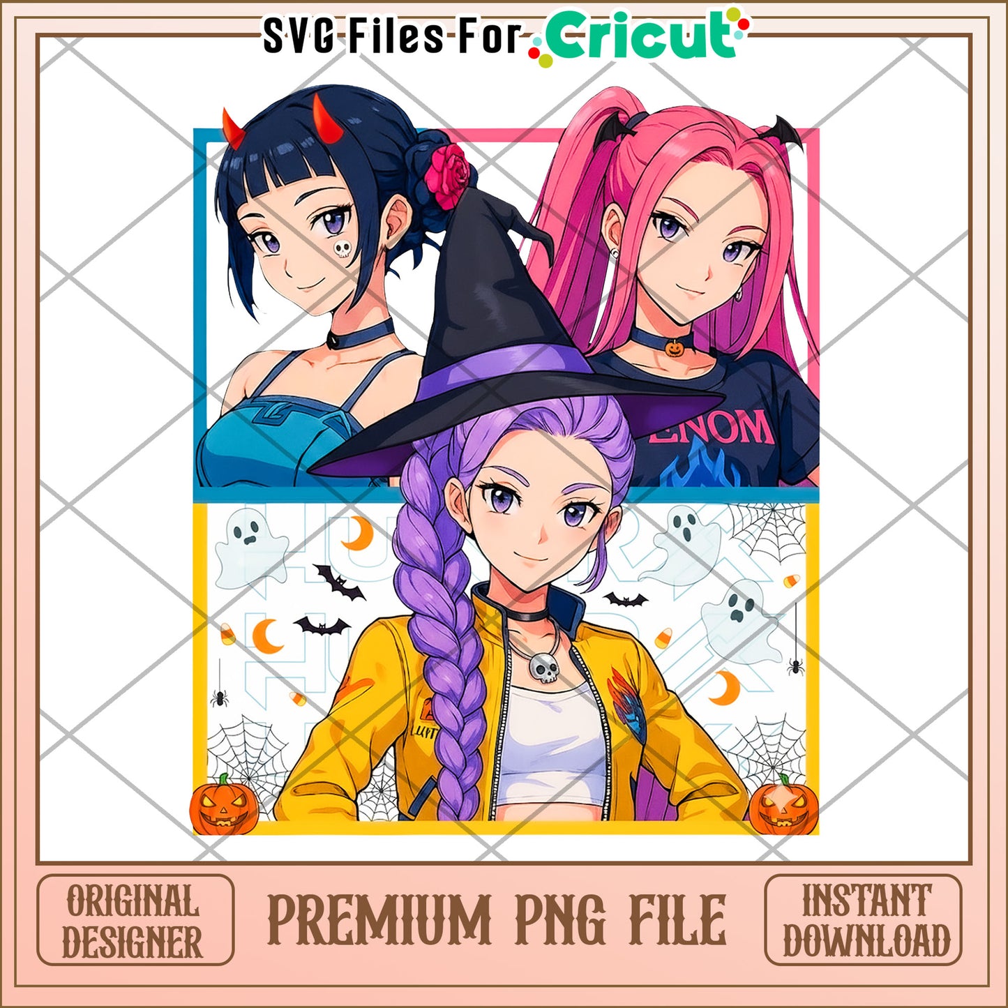 Demon hunters girls png, kpop cartoon png, halloween season png