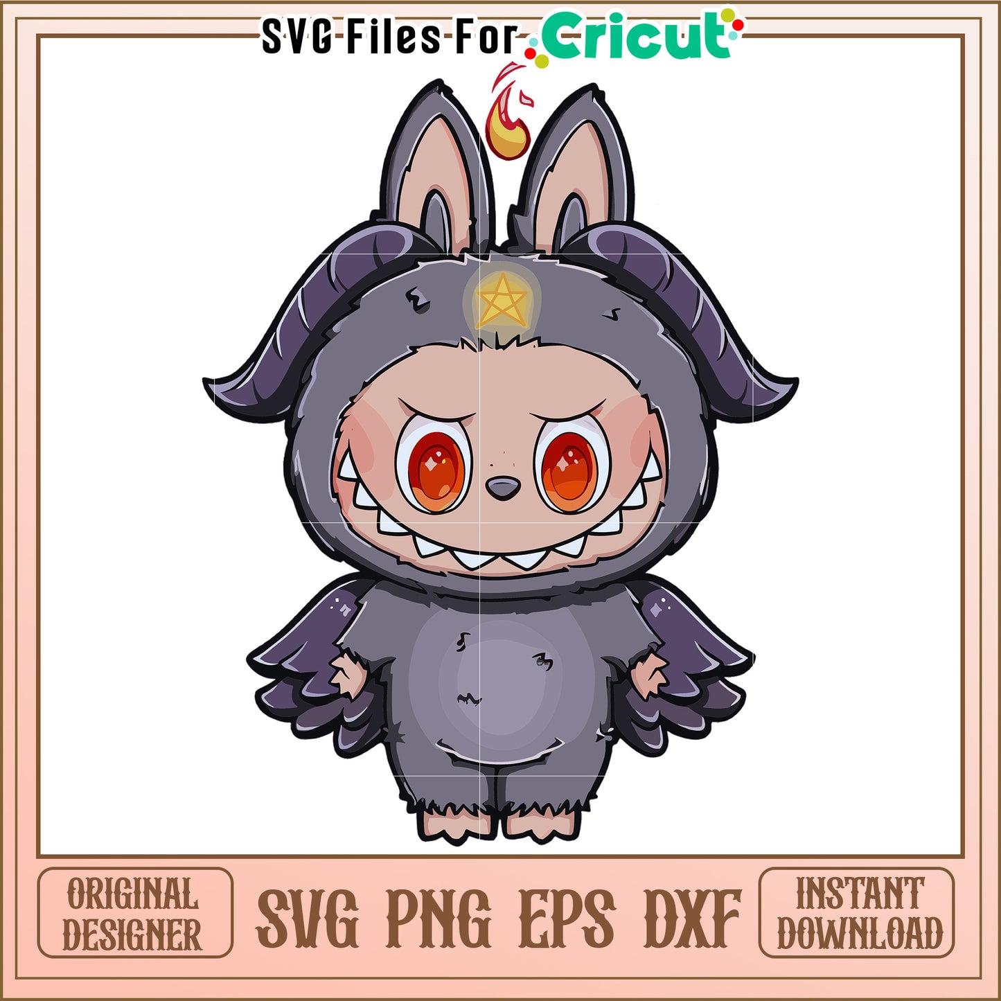 Demon labubu design svg, halloween holiday svg, spooky halloween decorations svg