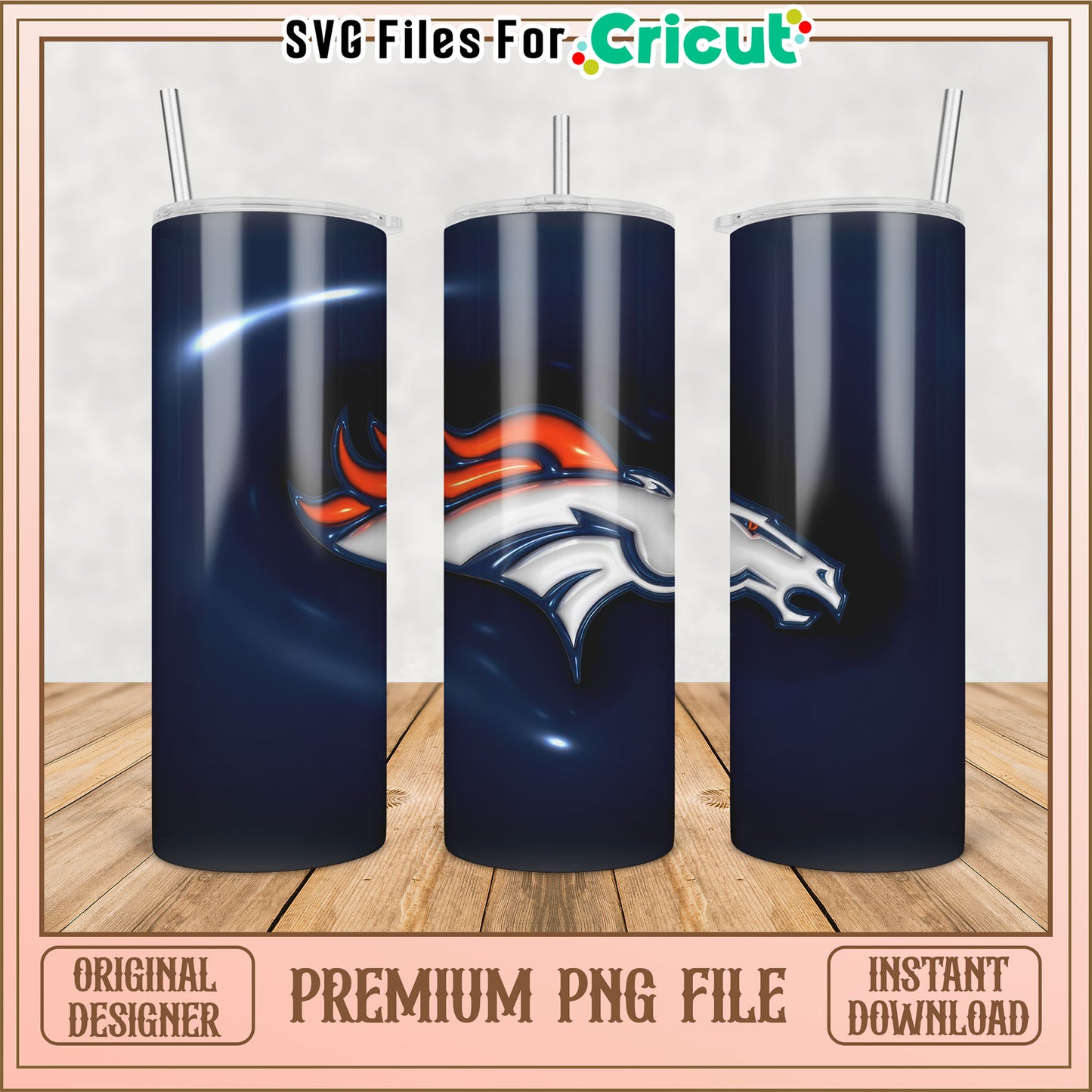 Denver Broncos Tumbler PNG Design