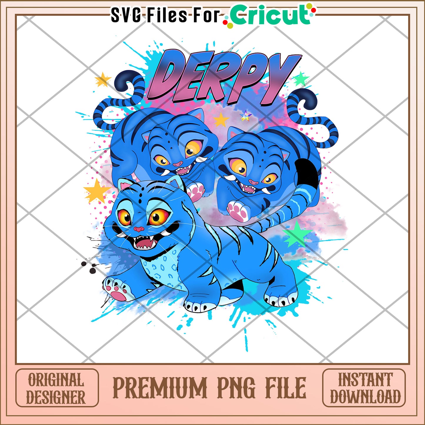 Derpy cute tiger png, kpop band png, huntrix tiger png