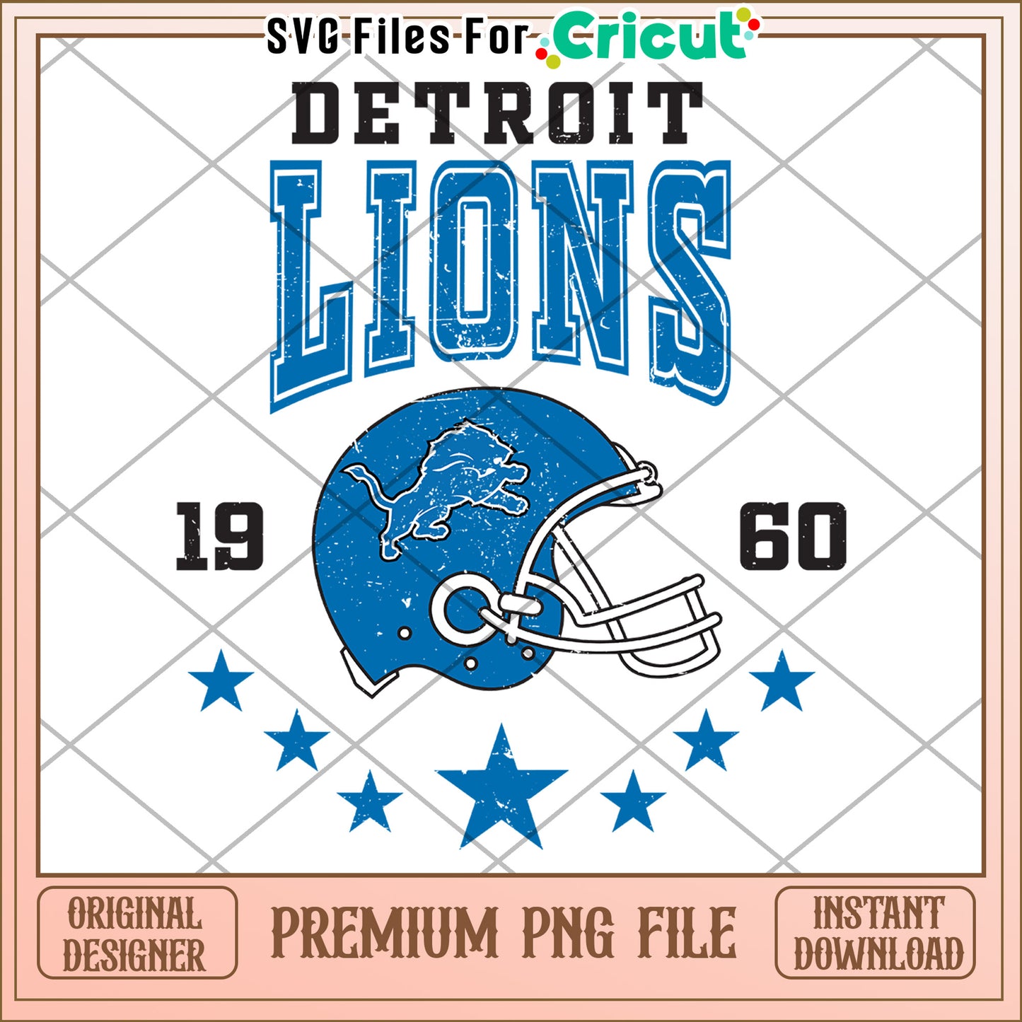 Detroit Lions Vintage PNG File for Cricut, Perfect for Football Fans
