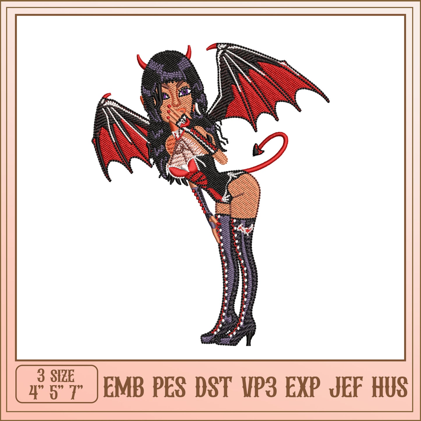 Devil Girl Embroidery Design