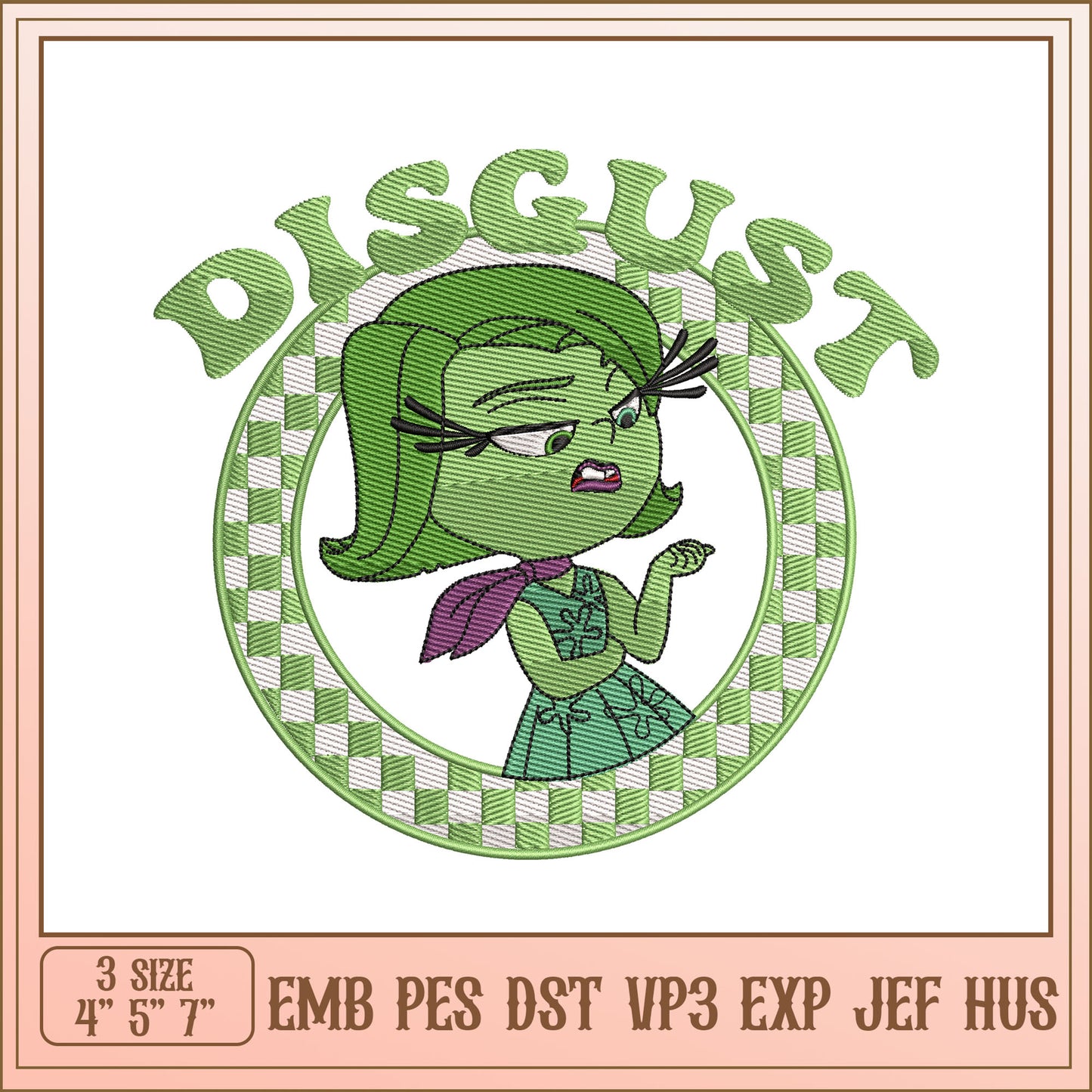 Disgust Embroidery Design - 3 Sizes