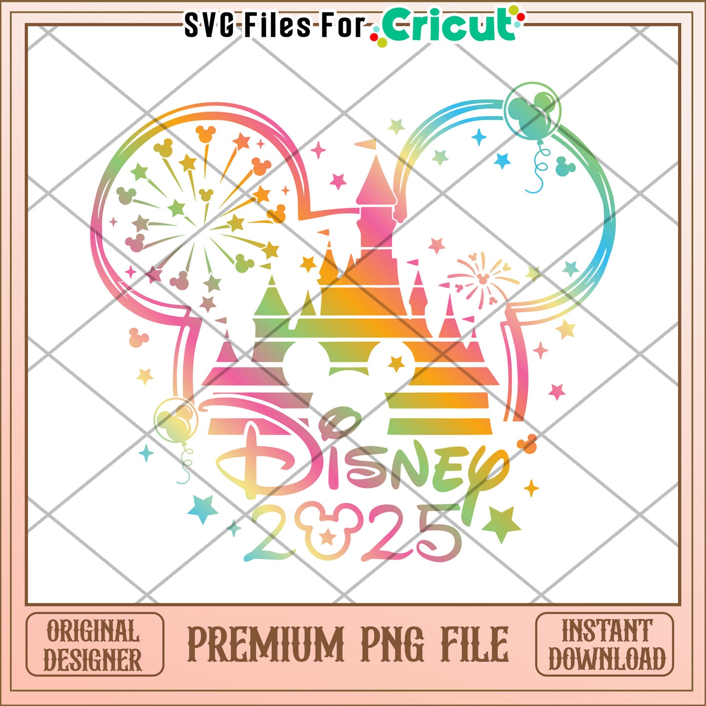 Disney 2025 PNG Rainbow Castle Design