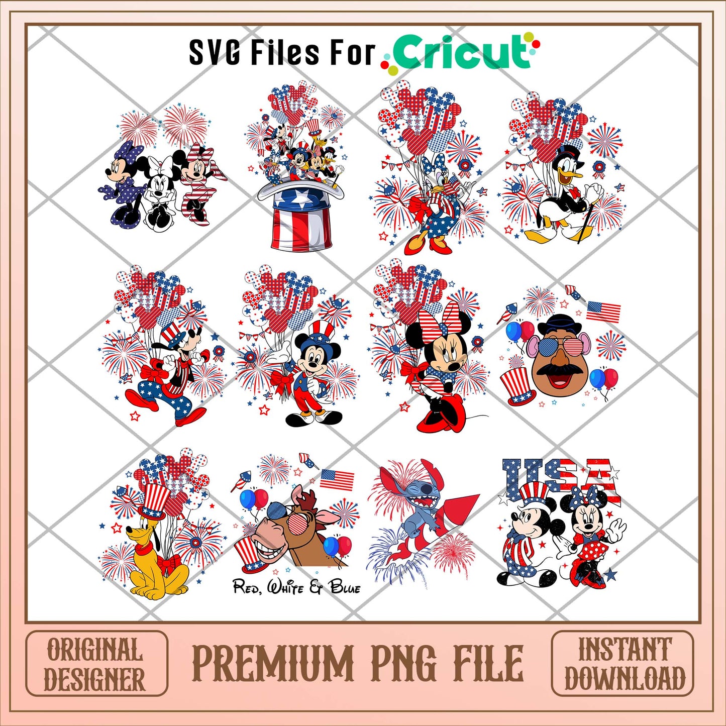 Disney friends 4th of july png bundle