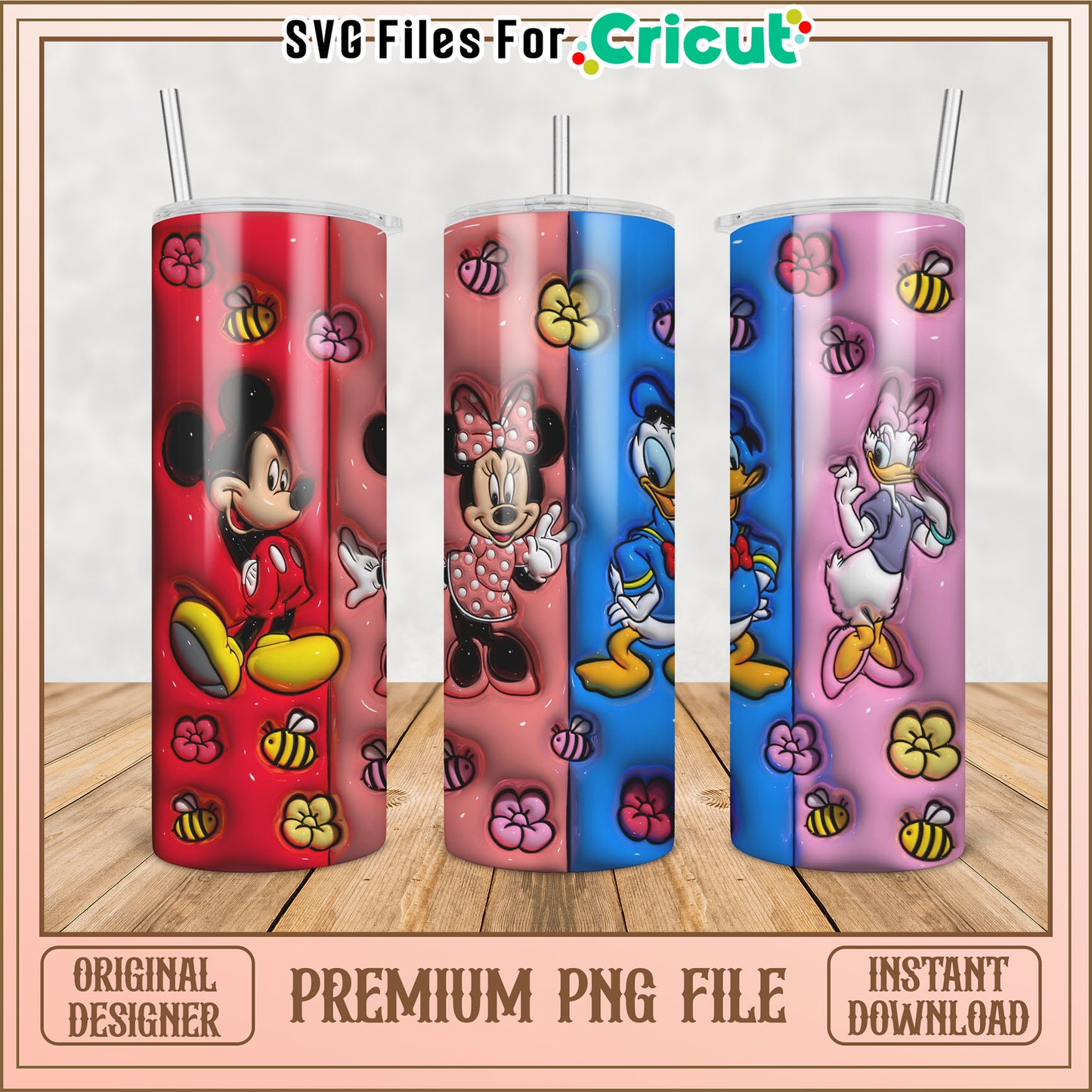 Disney Character Tumbler PNG File for Creative Crafts and Designs