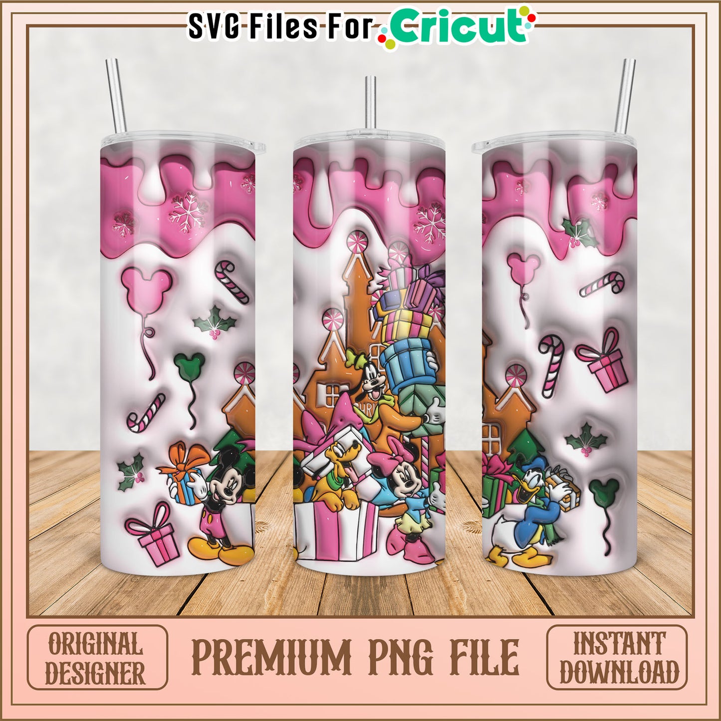 Disney Christmas Tumbler PNG Sublimation Design