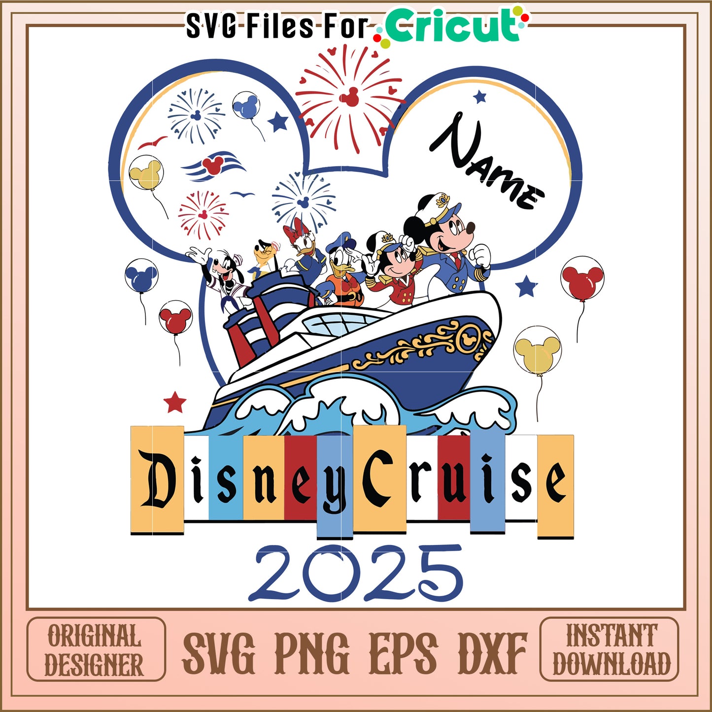 Disney Cruise 2025 celebration theme, featuring beloved characters